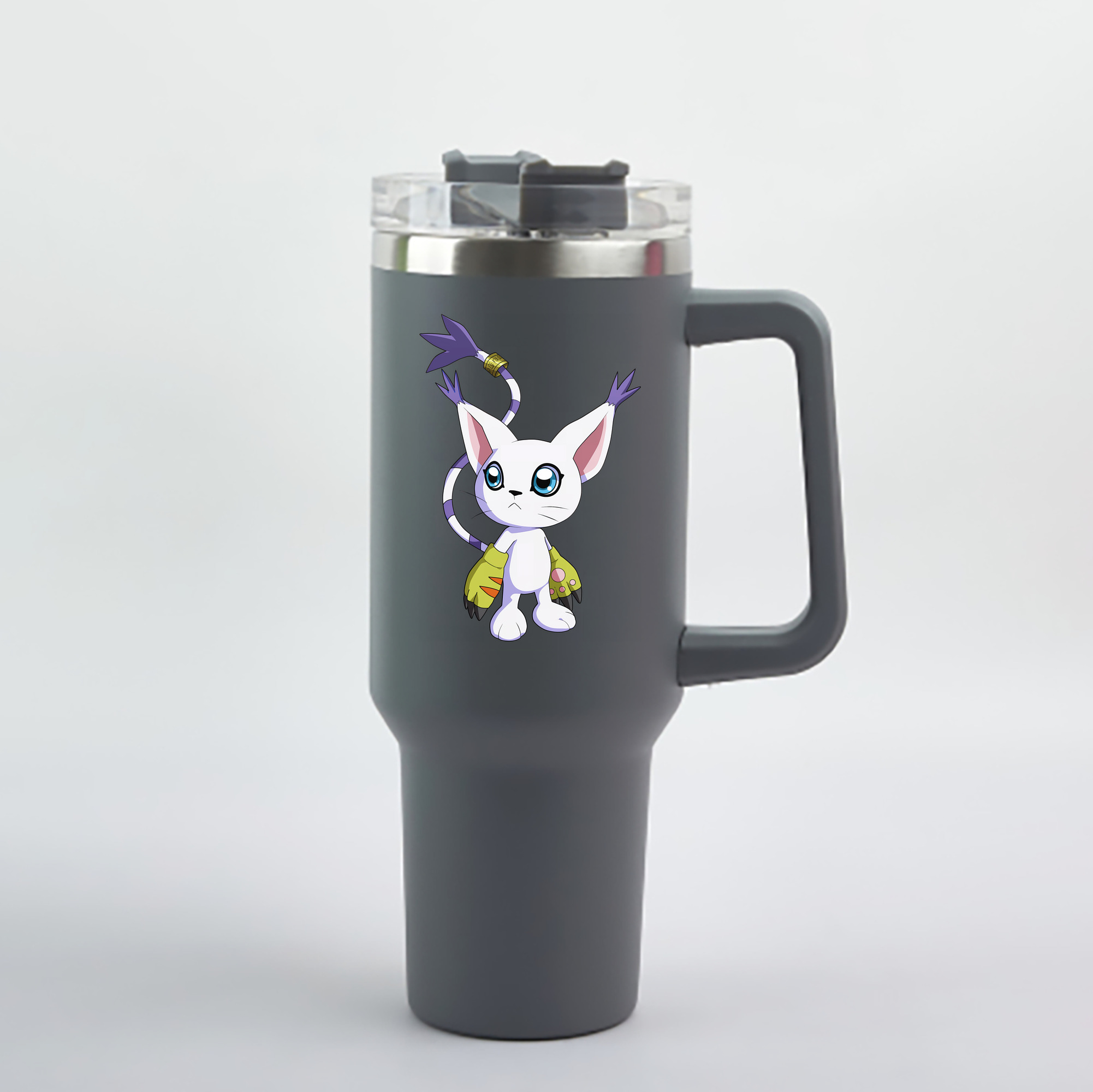 （画像用） Digimon デジタルモンスター/デジモン 1200mL車用タンブラー - クリスタルステッカー（プラスチックストロー付き）