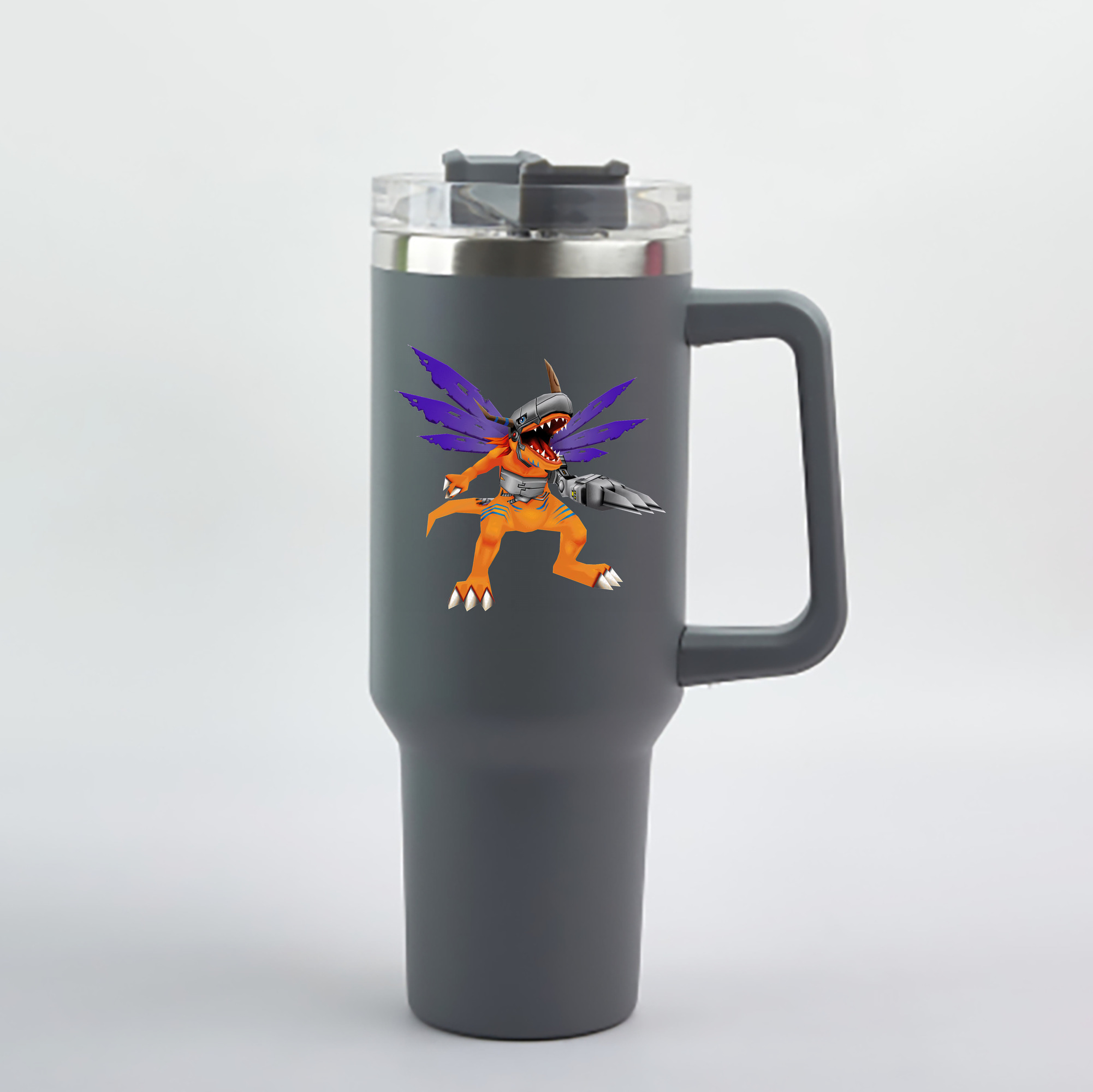 （画像用） Digimon デジタルモンスター/デジモン 1200mL車用タンブラー - クリスタルステッカー（プラスチックストロー付き）