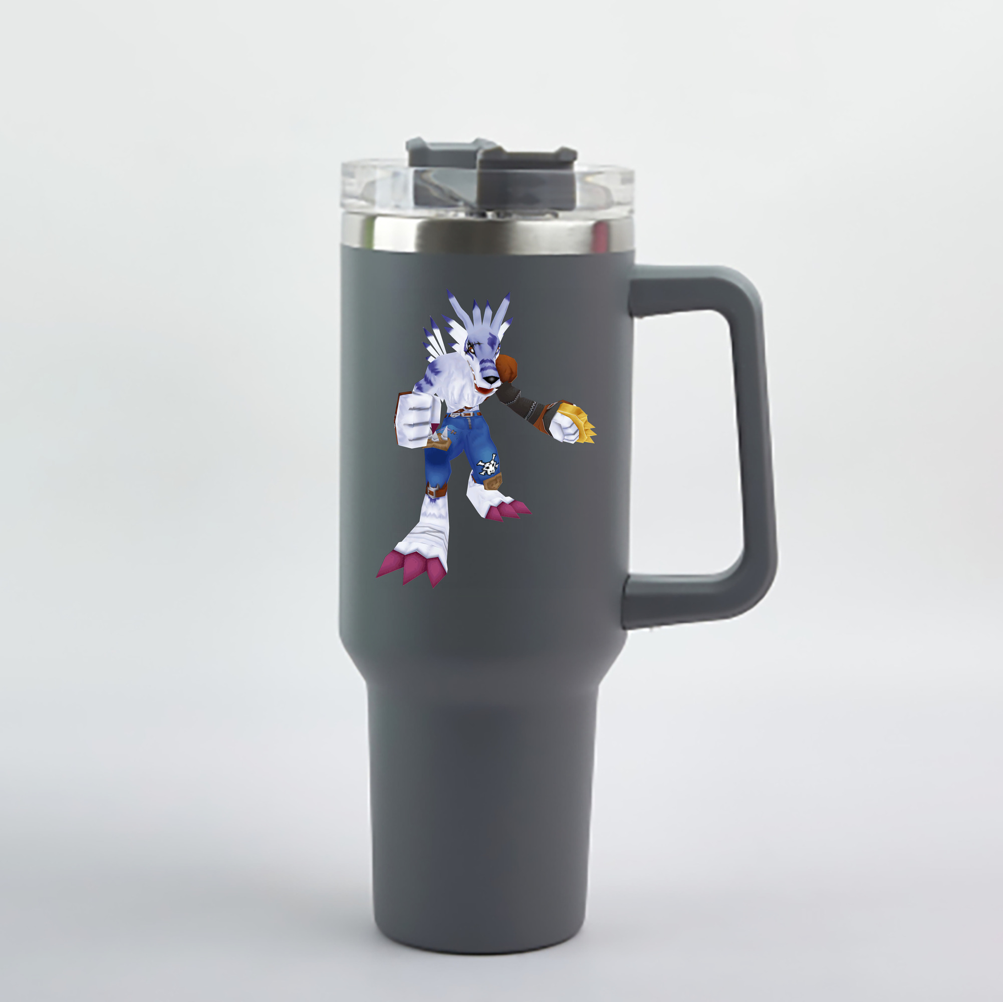 （画像用） Digimon デジタルモンスター/デジモン 1200mL車用タンブラー - クリスタルステッカー（プラスチックストロー付き）