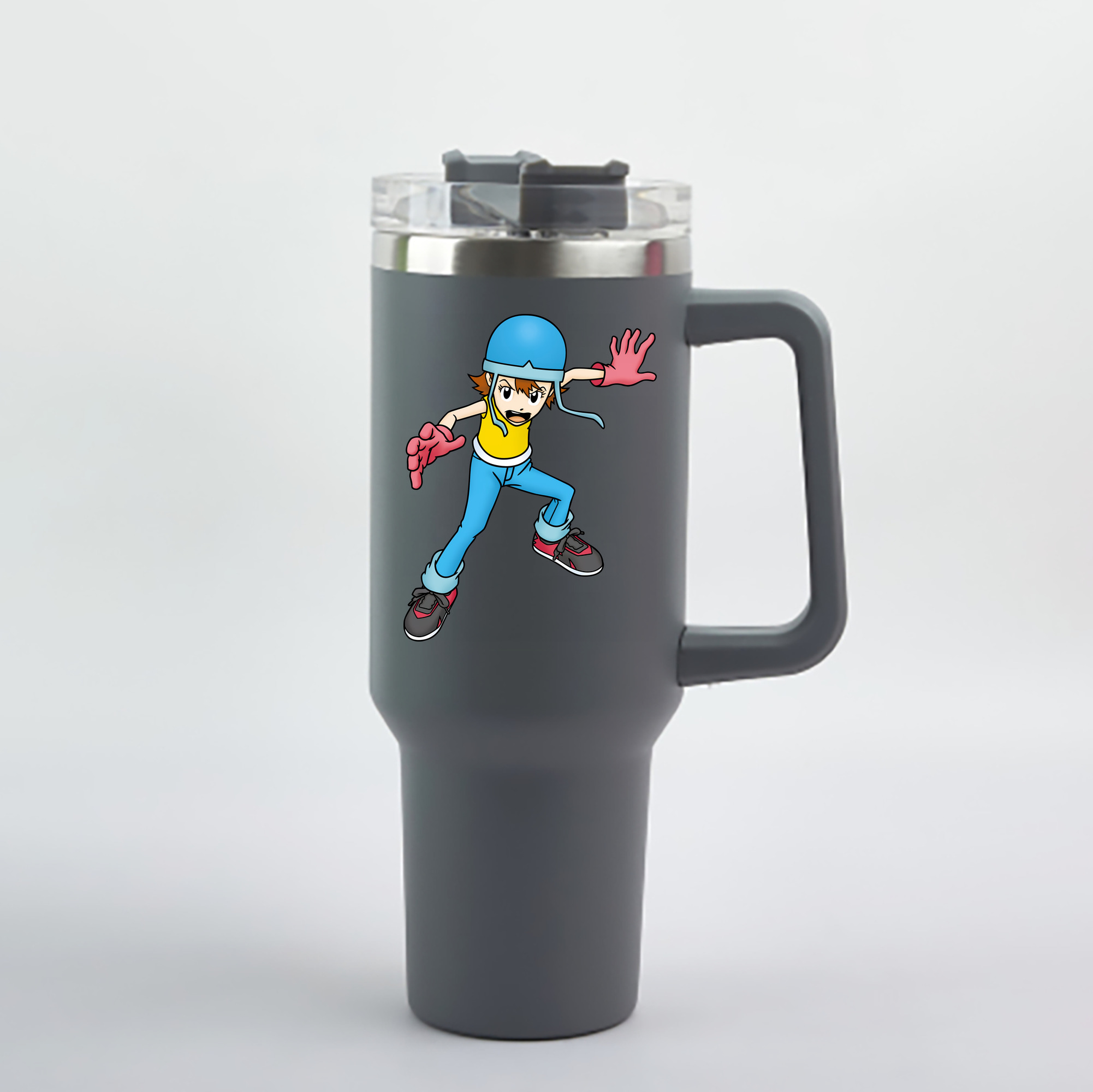 （画像用） Digimon デジタルモンスター/デジモン 1200mL車用タンブラー - クリスタルステッカー（プラスチックストロー付き）