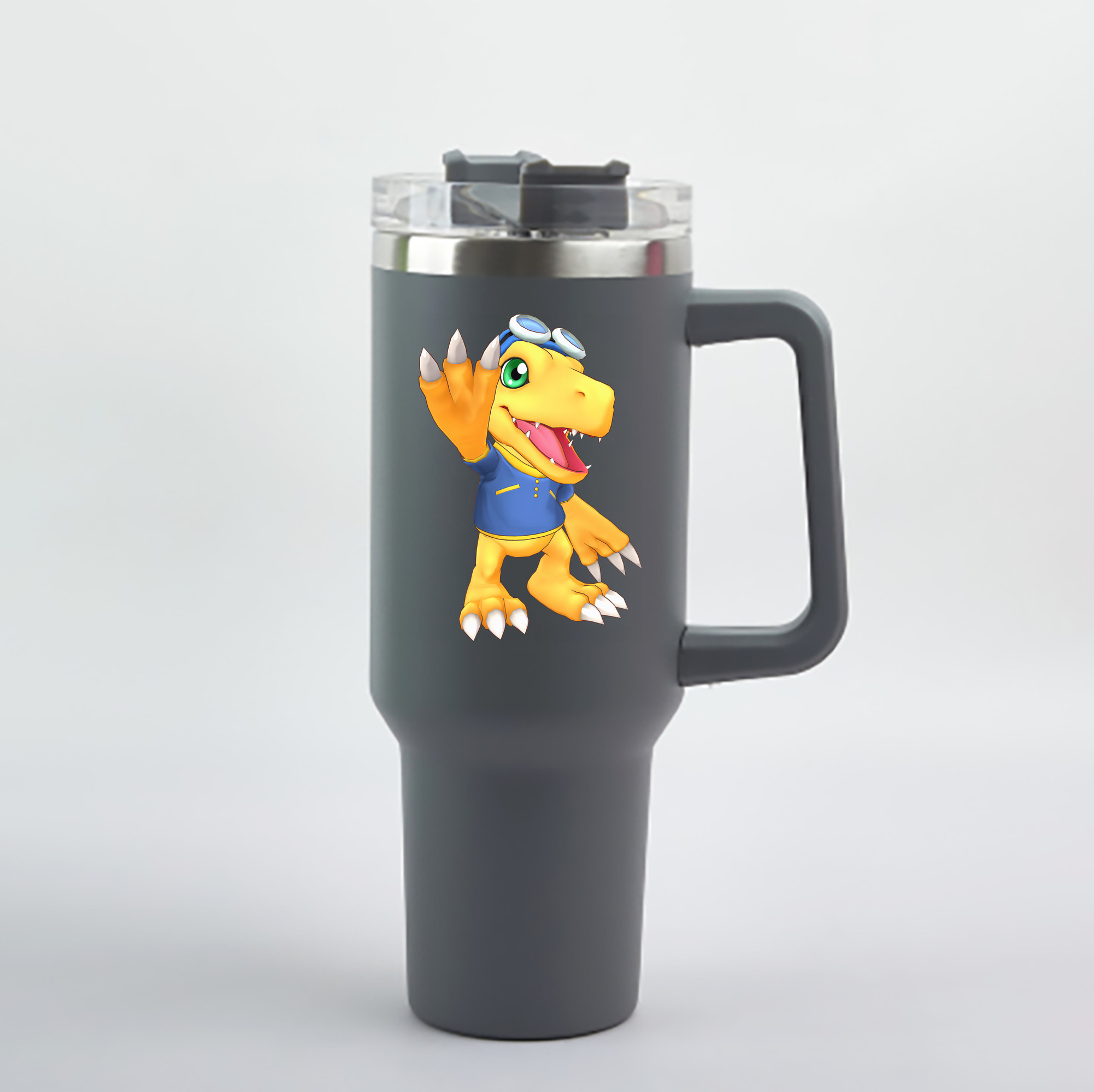 （画像用） Digimon デジタルモンスター/デジモン 1200mL車用タンブラー - クリスタルステッカー（プラスチックストロー付き）