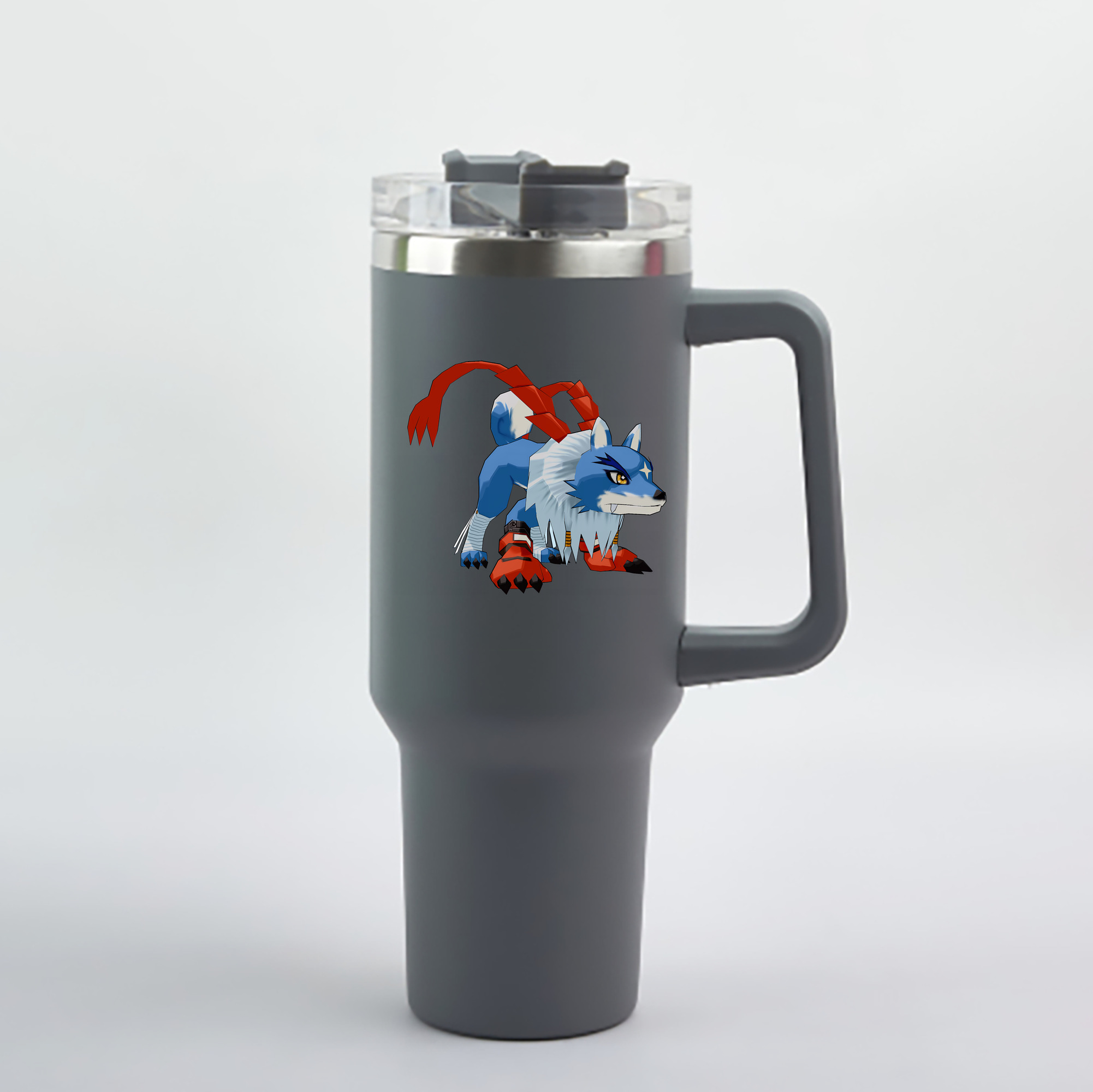 （画像用） Digimon デジタルモンスター/デジモン 1200mL車用タンブラー - クリスタルステッカー（プラスチックストロー付き）