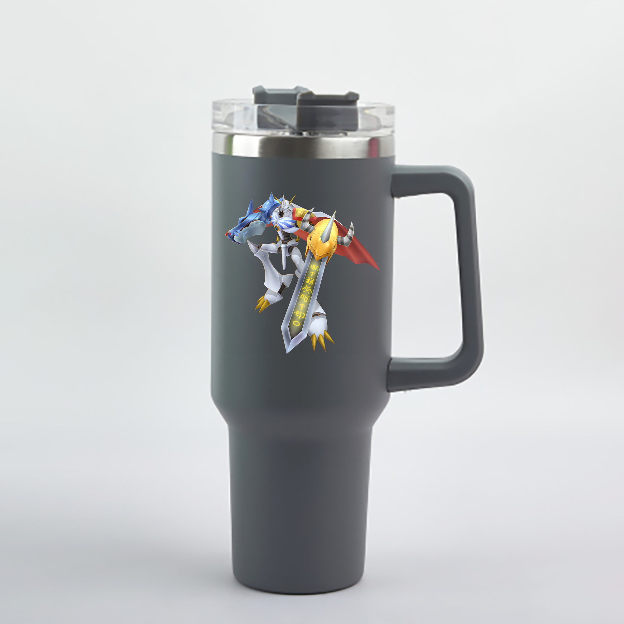 （画像用） Digimon デジタルモンスター/デジモン 1200mL車用タンブラー - クリスタルステッカー（プラスチックストロー付き）