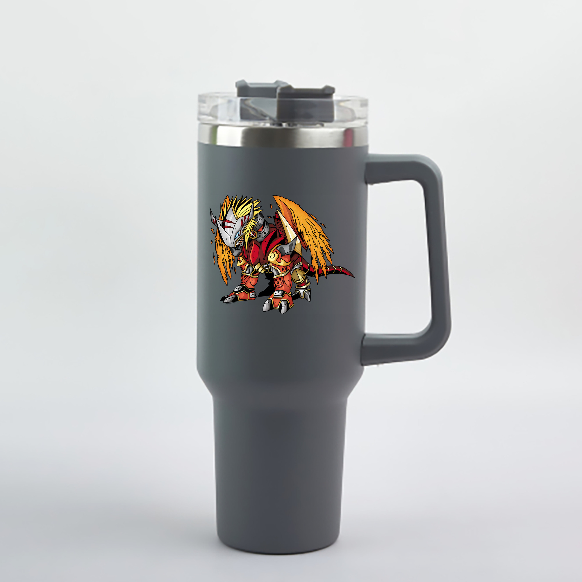 （画像用） Digimon デジタルモンスター/デジモン 1200mL車用タンブラー - クリスタルステッカー（プラスチックストロー付き）