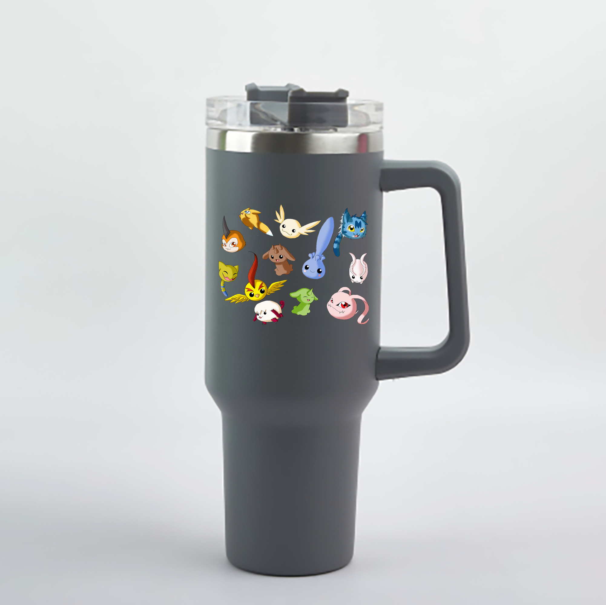 （画像用） Digimon デジタルモンスター/デジモン 1200mL車用タンブラー - クリスタルステッカー（プラスチックストロー付き）