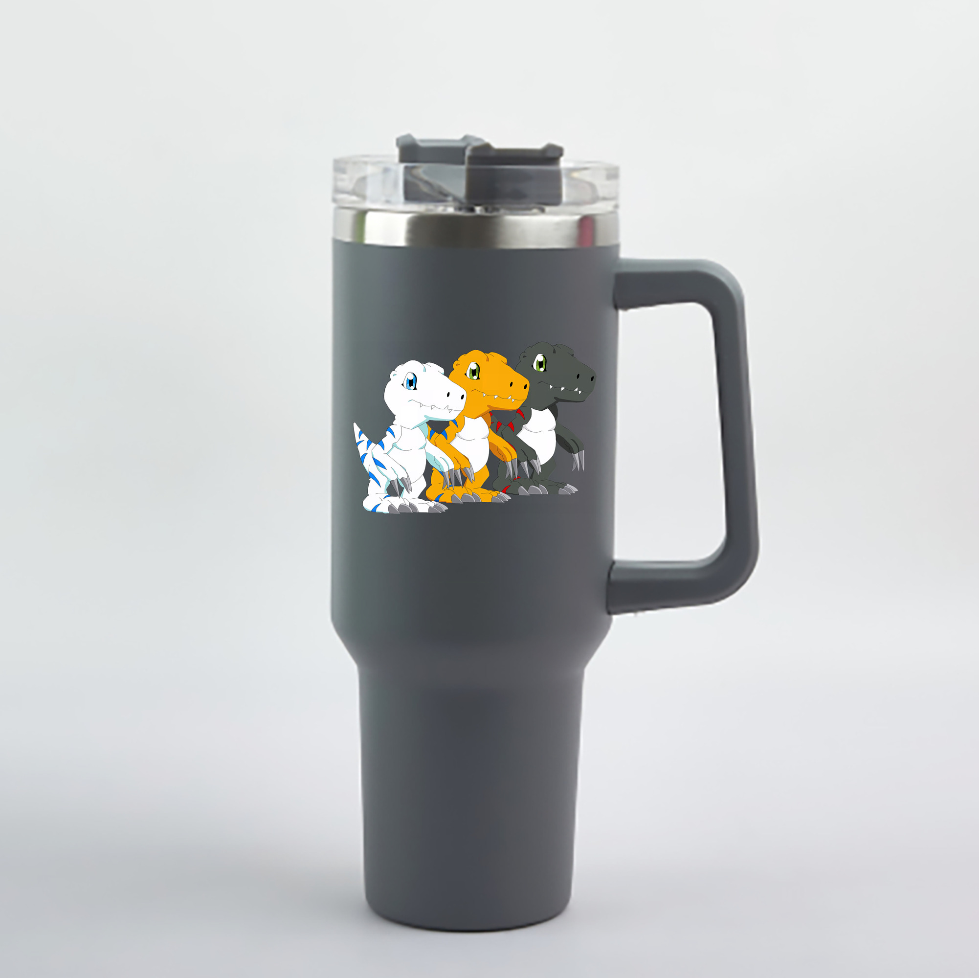 （画像用） Digimon デジタルモンスター/デジモン 1200mL車用タンブラー - クリスタルステッカー（プラスチックストロー付き）