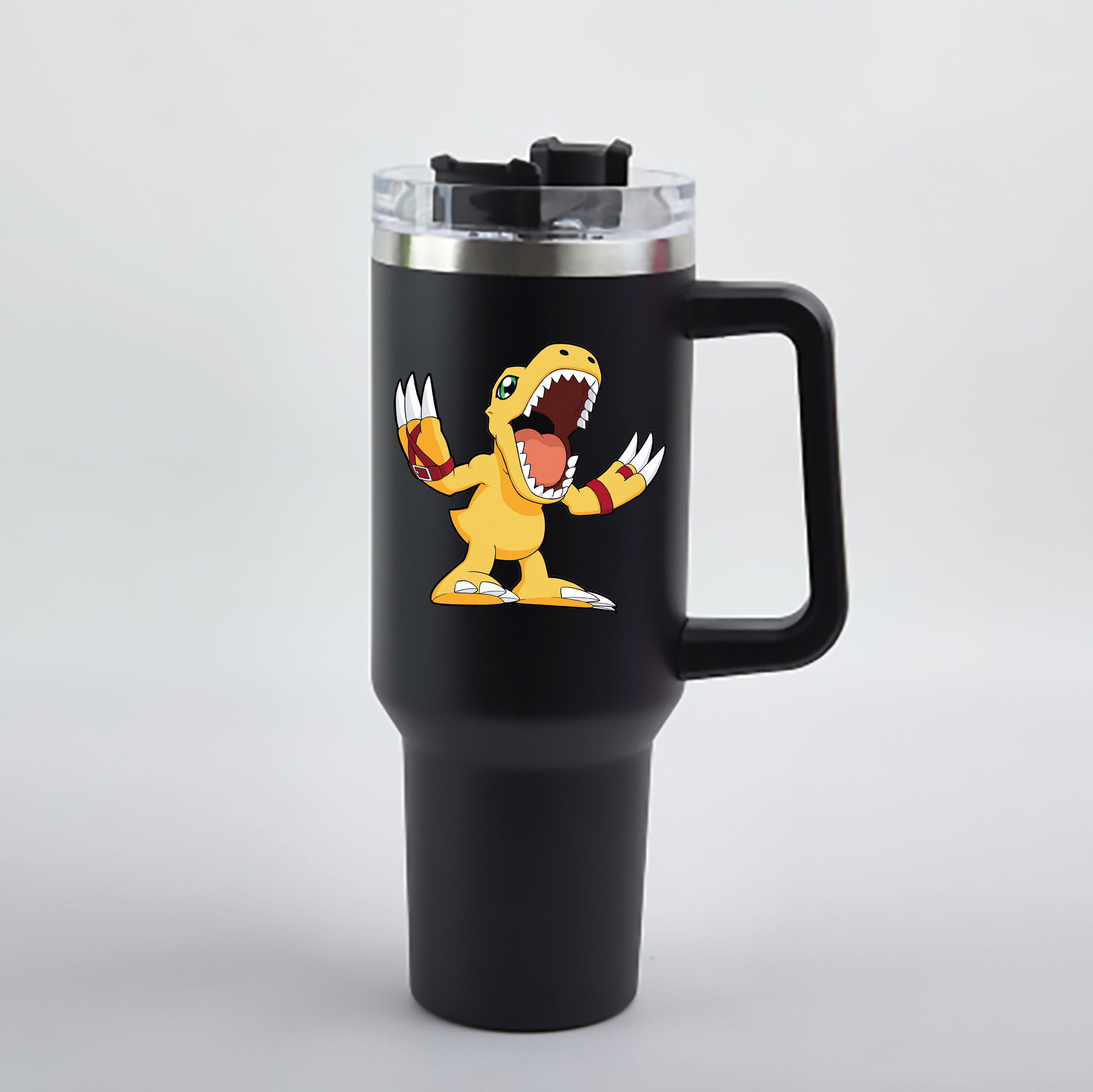 （画像用） Digimon デジタルモンスター/デジモン 1200mL車用タンブラー - クリスタルステッカー（プラスチックストロー付き）