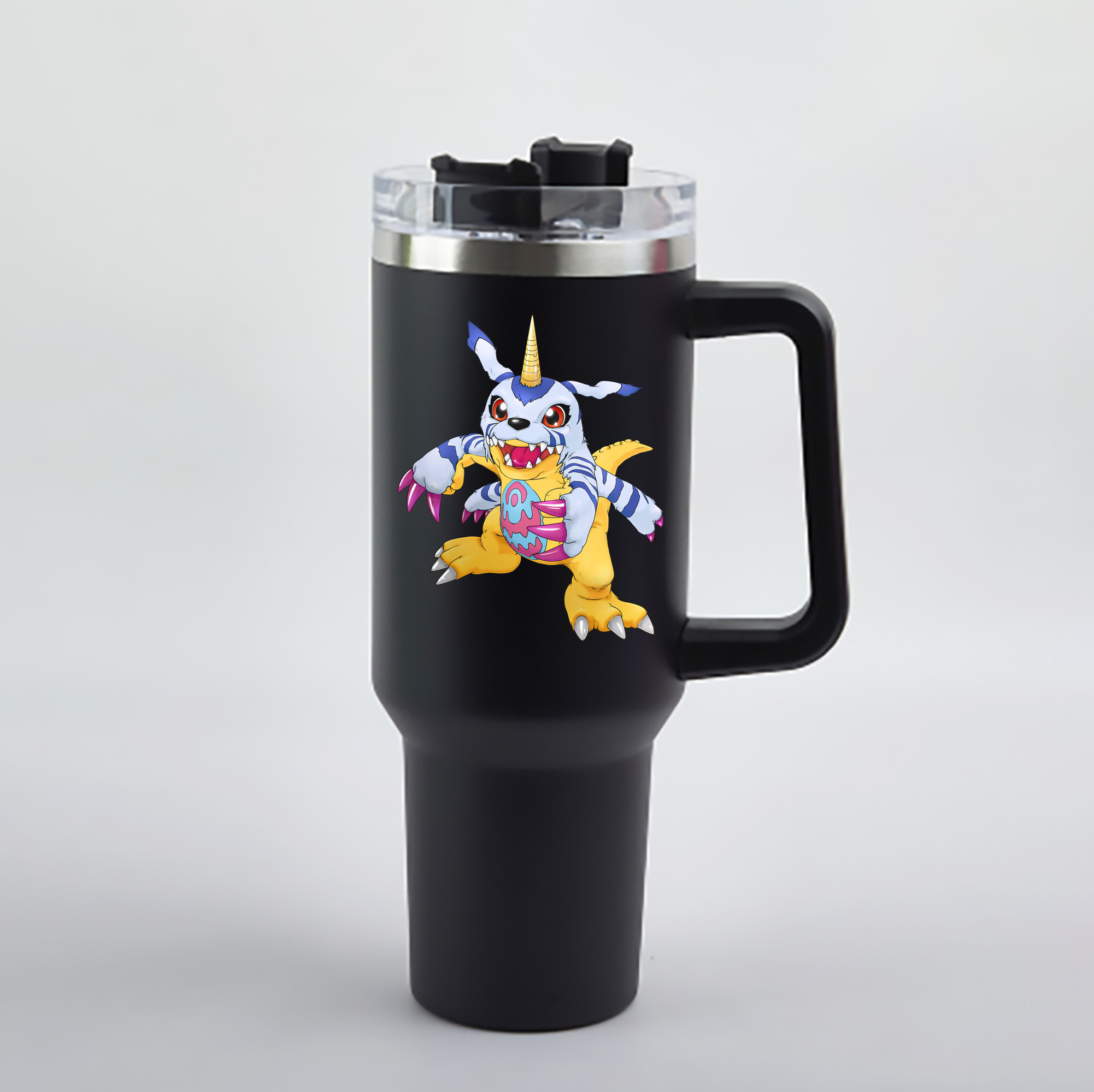 （画像用） Digimon デジタルモンスター/デジモン 1200mL車用タンブラー - クリスタルステッカー（プラスチックストロー付き）