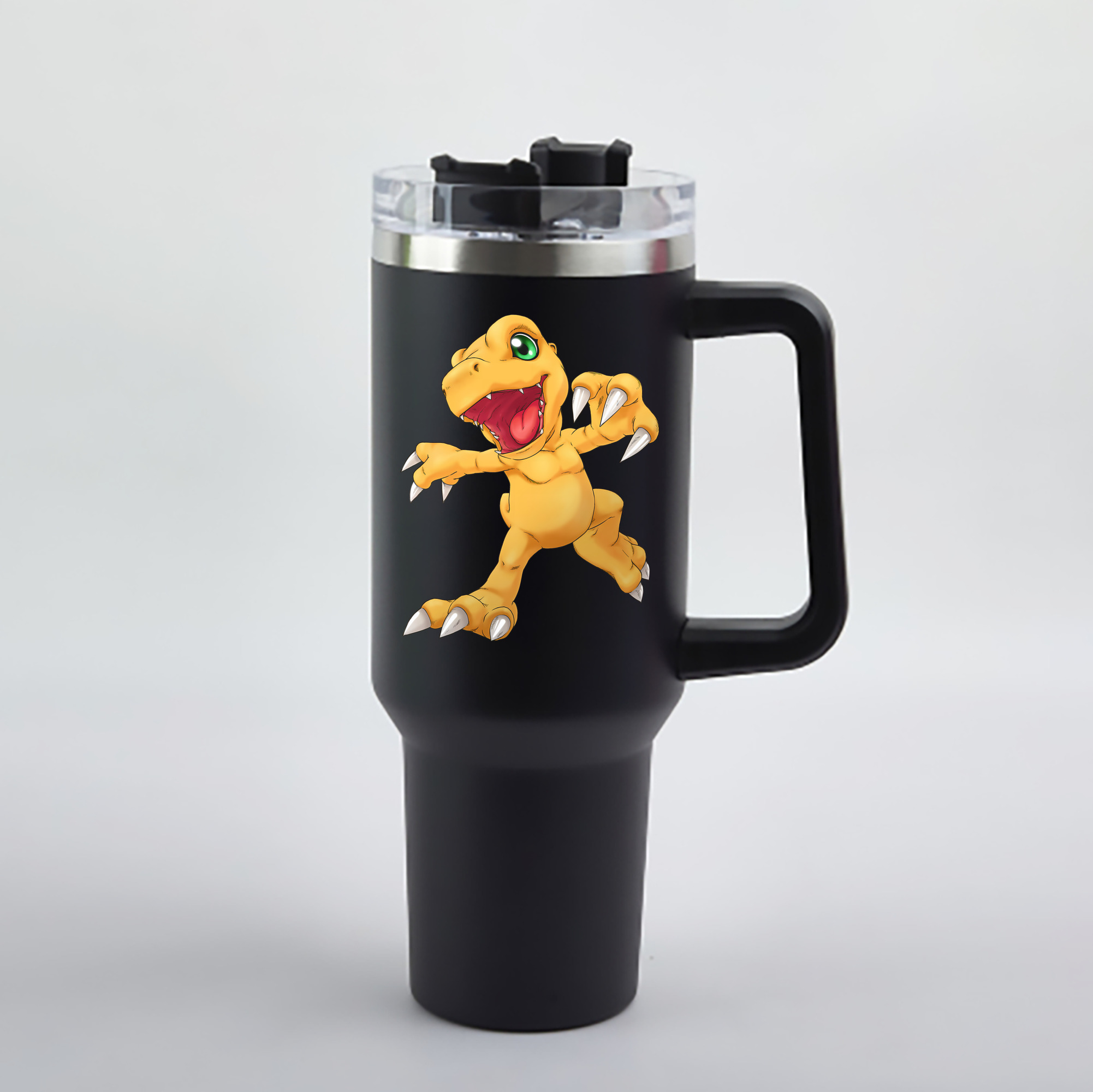 （画像用） Digimon デジタルモンスター/デジモン 1200mL車用タンブラー - クリスタルステッカー（プラスチックストロー付き）