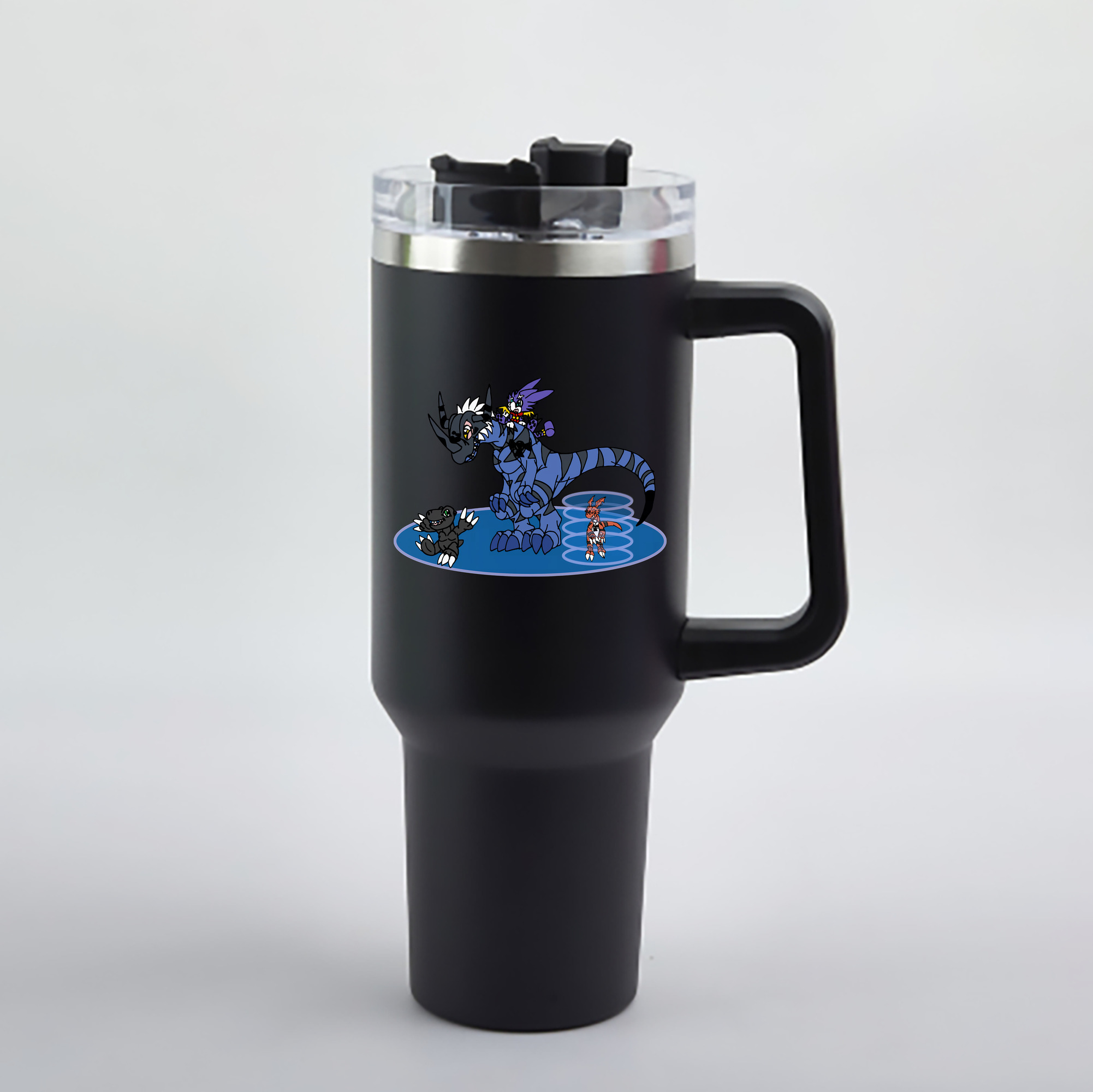（画像用） Digimon デジタルモンスター/デジモン 1200mL車用タンブラー - クリスタルステッカー（プラスチックストロー付き）