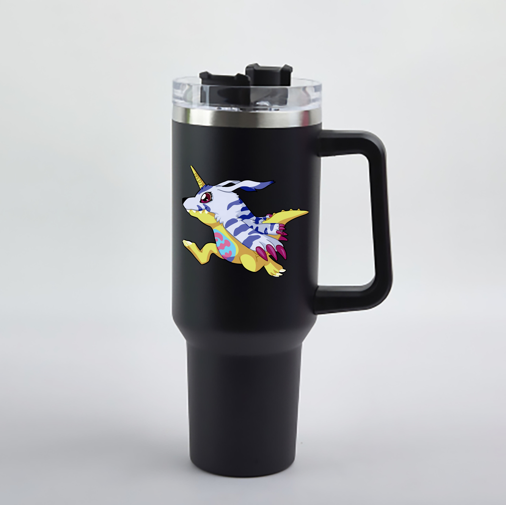 （画像用） Digimon デジタルモンスター/デジモン 1200mL車用タンブラー - クリスタルステッカー（プラスチックストロー付き）
