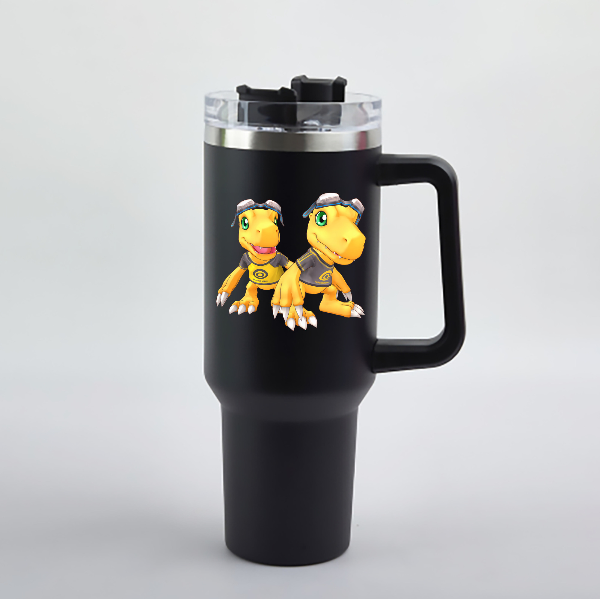 （画像用） Digimon デジタルモンスター/デジモン 1200mL車用タンブラー - クリスタルステッカー（プラスチックストロー付き）