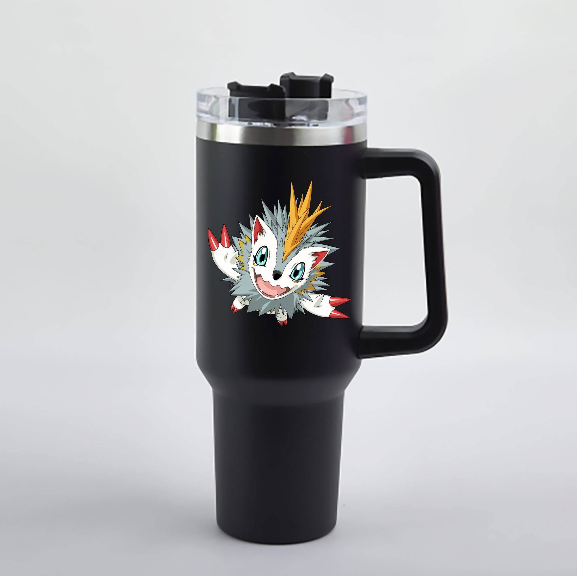 （画像用） Digimon デジタルモンスター/デジモン 1200mL車用タンブラー - クリスタルステッカー（プラスチックストロー付き）