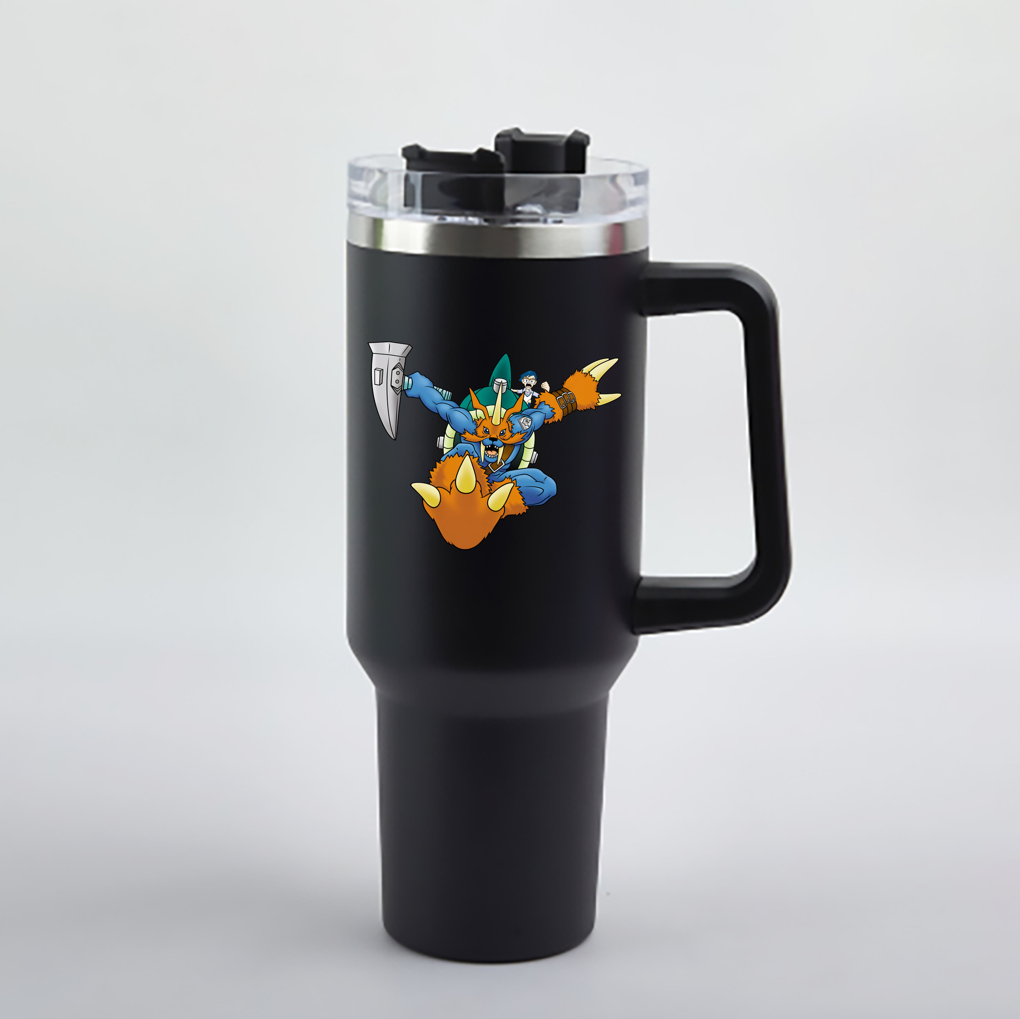 （画像用） Digimon デジタルモンスター/デジモン 1200mL車用タンブラー - クリスタルステッカー（プラスチックストロー付き）