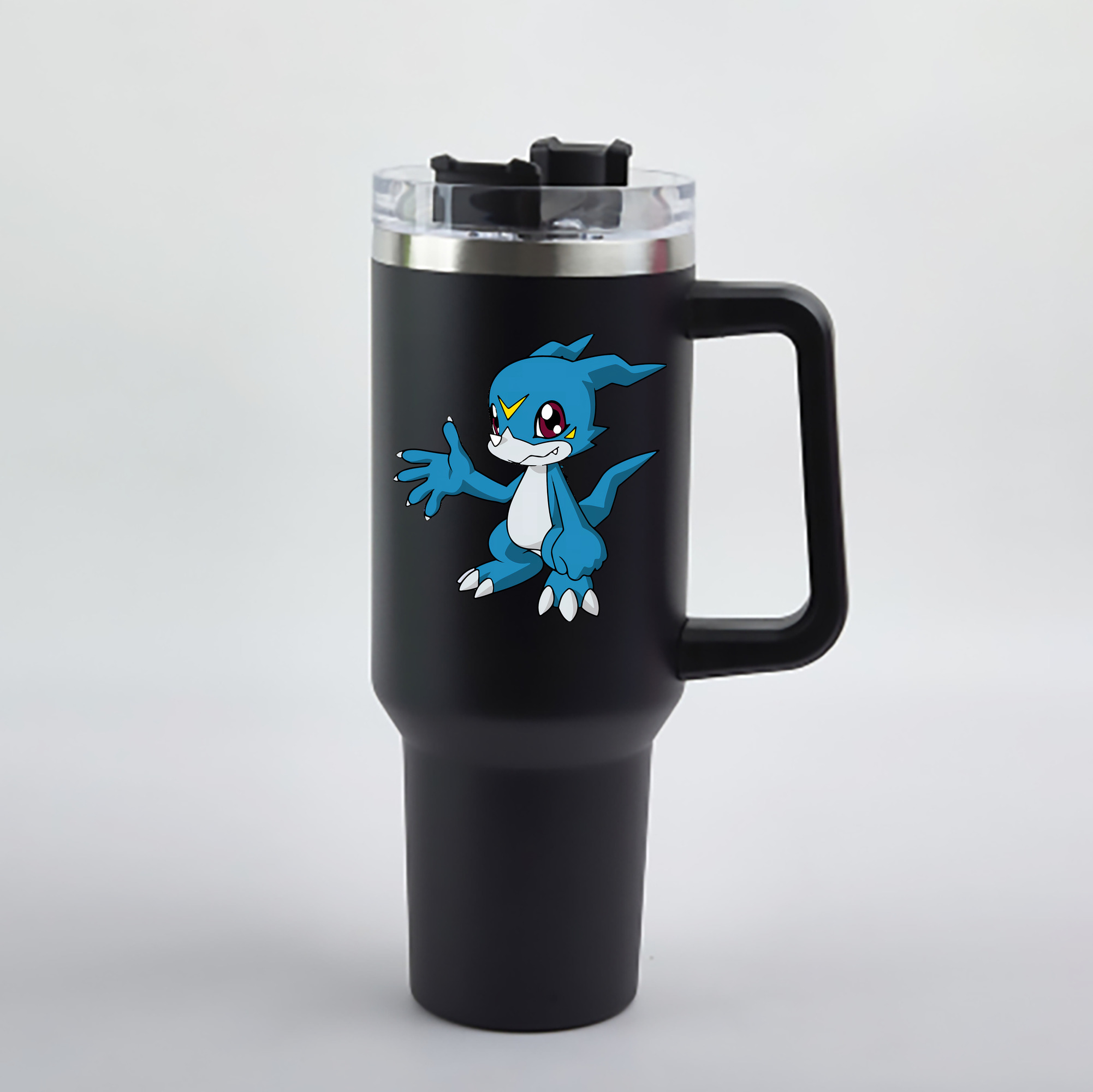 （画像用） Digimon デジタルモンスター/デジモン 1200mL車用タンブラー - クリスタルステッカー（プラスチックストロー付き）