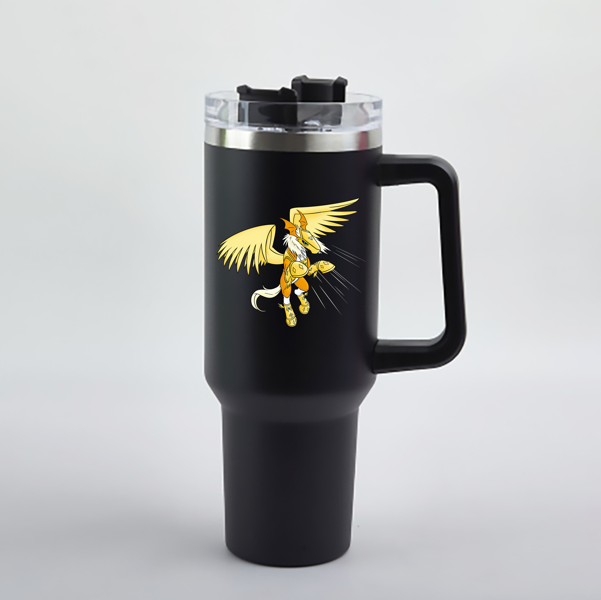 （画像用） Digimon デジタルモンスター/デジモン 1200mL車用タンブラー - クリスタルステッカー（プラスチックストロー付き）