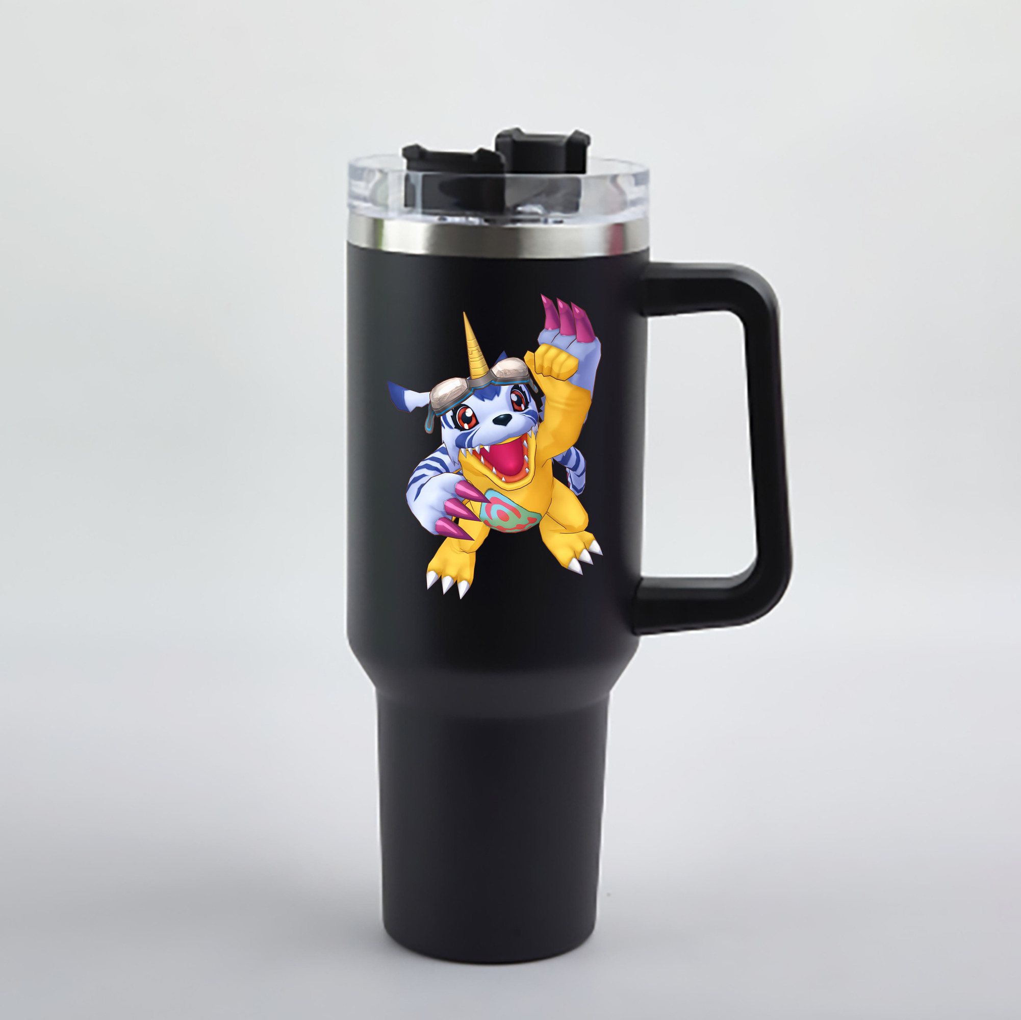 （画像用） Digimon デジタルモンスター/デジモン 1200mL車用タンブラー - クリスタルステッカー（プラスチックストロー付き）