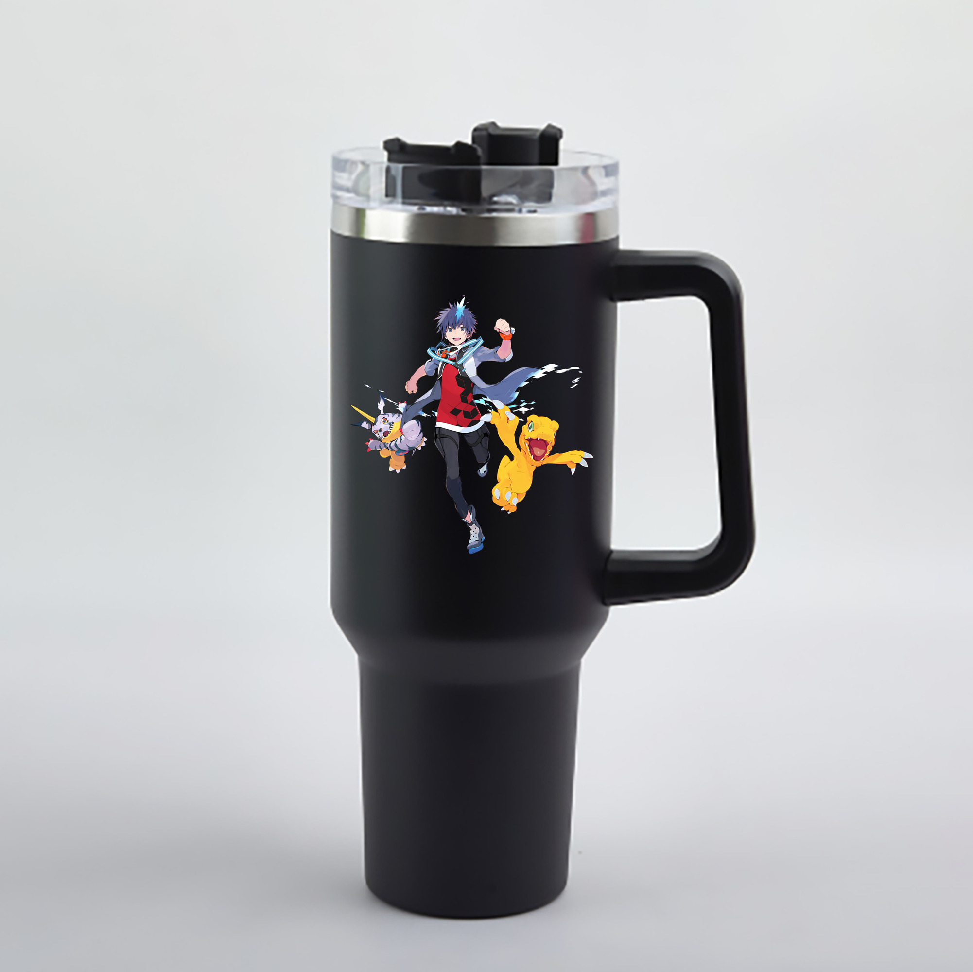 （画像用） Digimon デジタルモンスター/デジモン 1200mL車用タンブラー - クリスタルステッカー（プラスチックストロー付き）