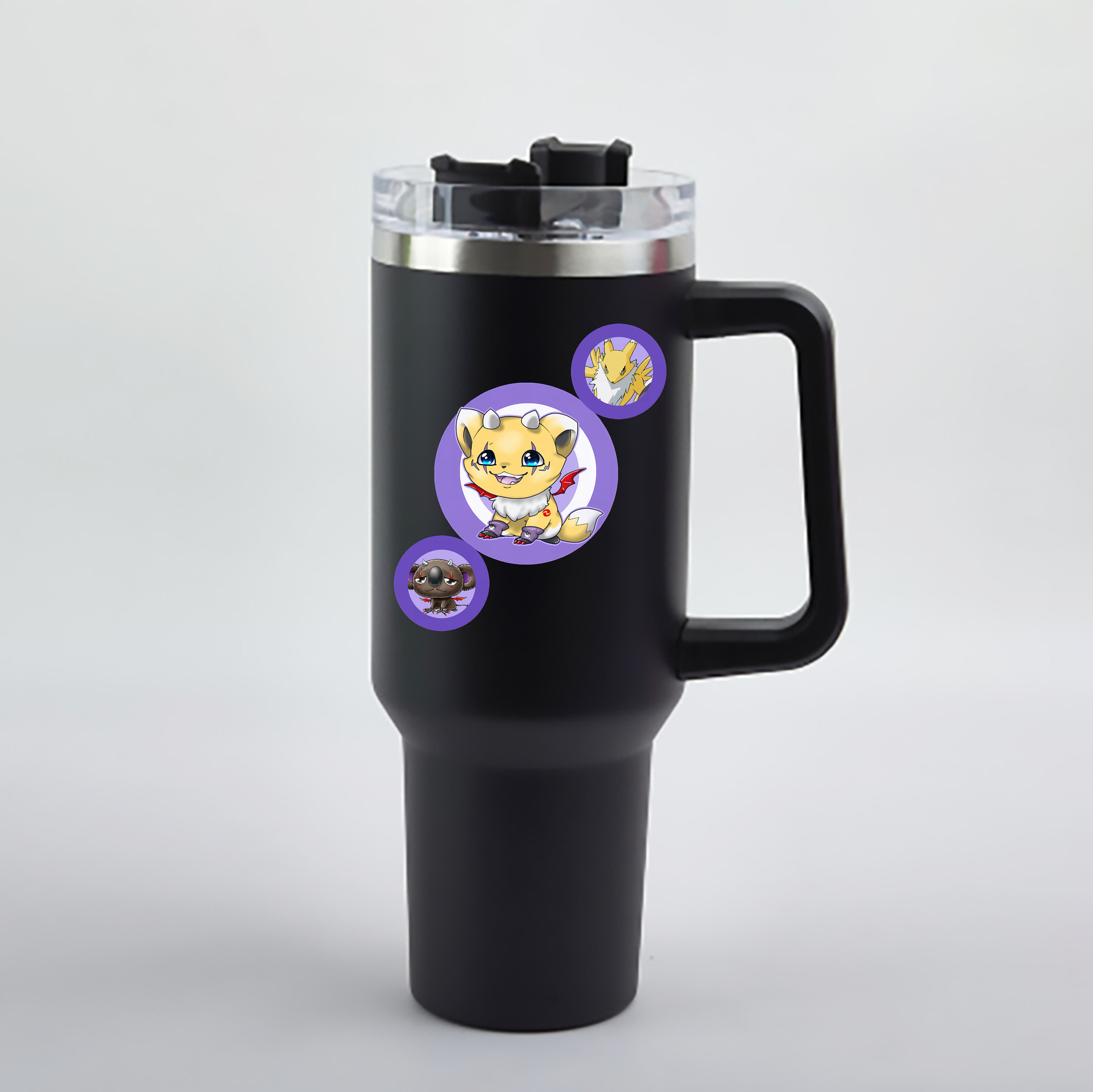 （画像用） Digimon デジタルモンスター/デジモン 1200mL車用タンブラー - クリスタルステッカー（プラスチックストロー付き）