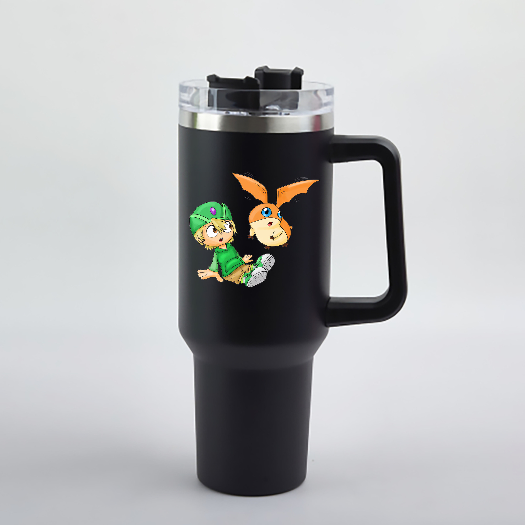 （画像用） Digimon デジタルモンスター/デジモン 1200mL車用タンブラー - クリスタルステッカー（プラスチックストロー付き）
