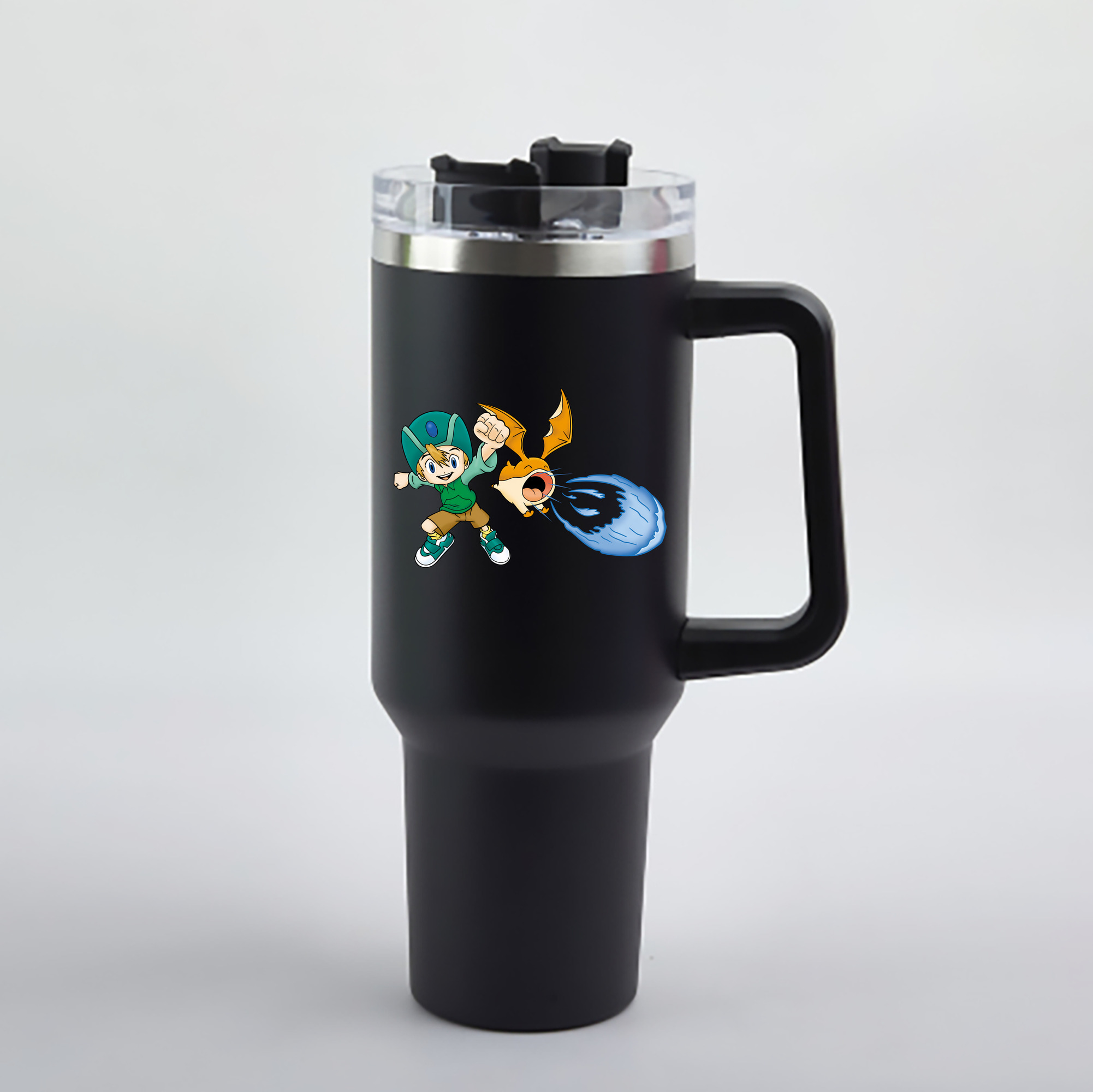 （画像用） Digimon デジタルモンスター/デジモン 1200mL車用タンブラー - クリスタルステッカー（プラスチックストロー付き）