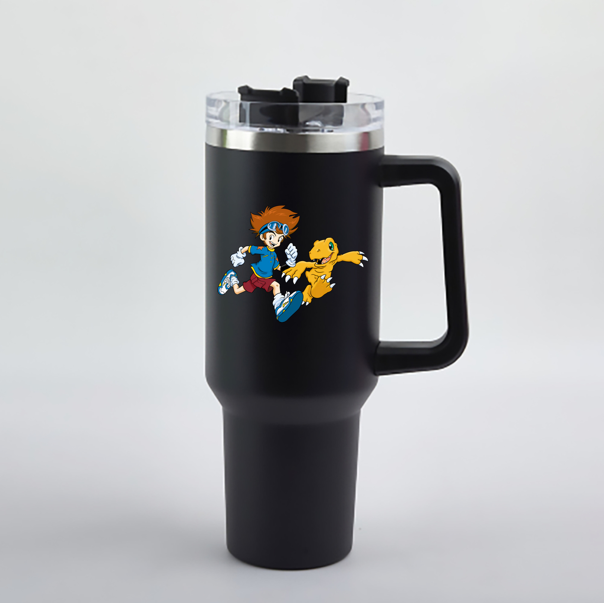 （画像用） Digimon デジタルモンスター/デジモン 1200mL車用タンブラー - クリスタルステッカー（プラスチックストロー付き）