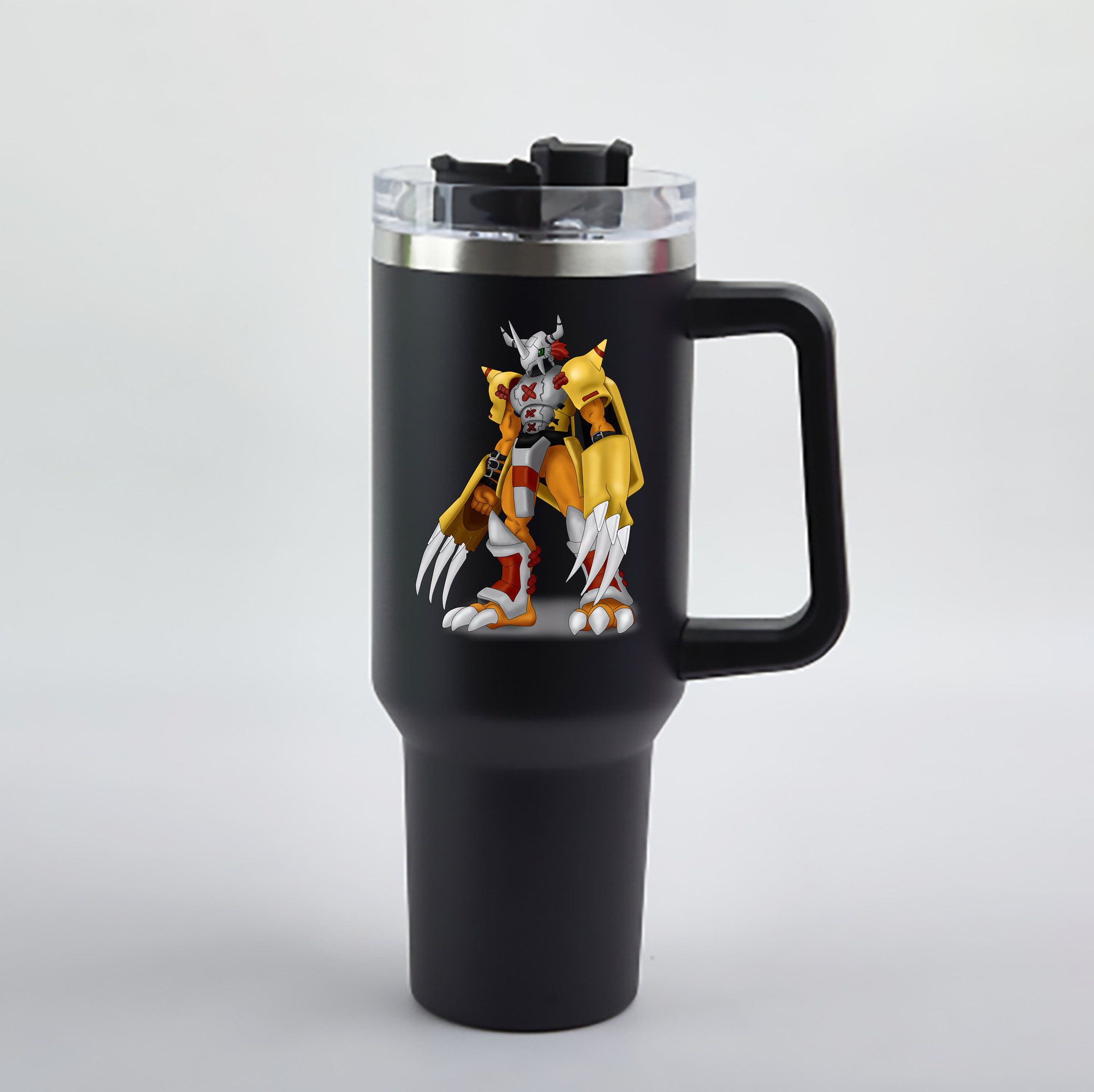 （画像用） Digimon デジタルモンスター/デジモン 1200mL車用タンブラー - クリスタルステッカー（プラスチックストロー付き）