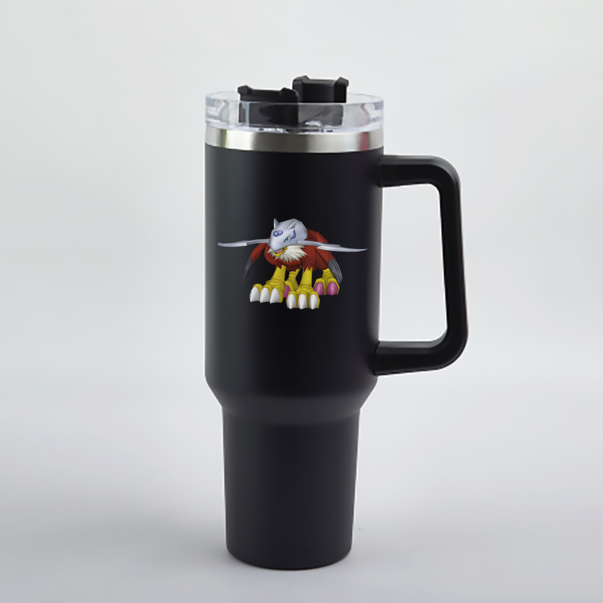 （画像用） Digimon デジタルモンスター/デジモン 1200mL車用タンブラー - クリスタルステッカー（プラスチックストロー付き）