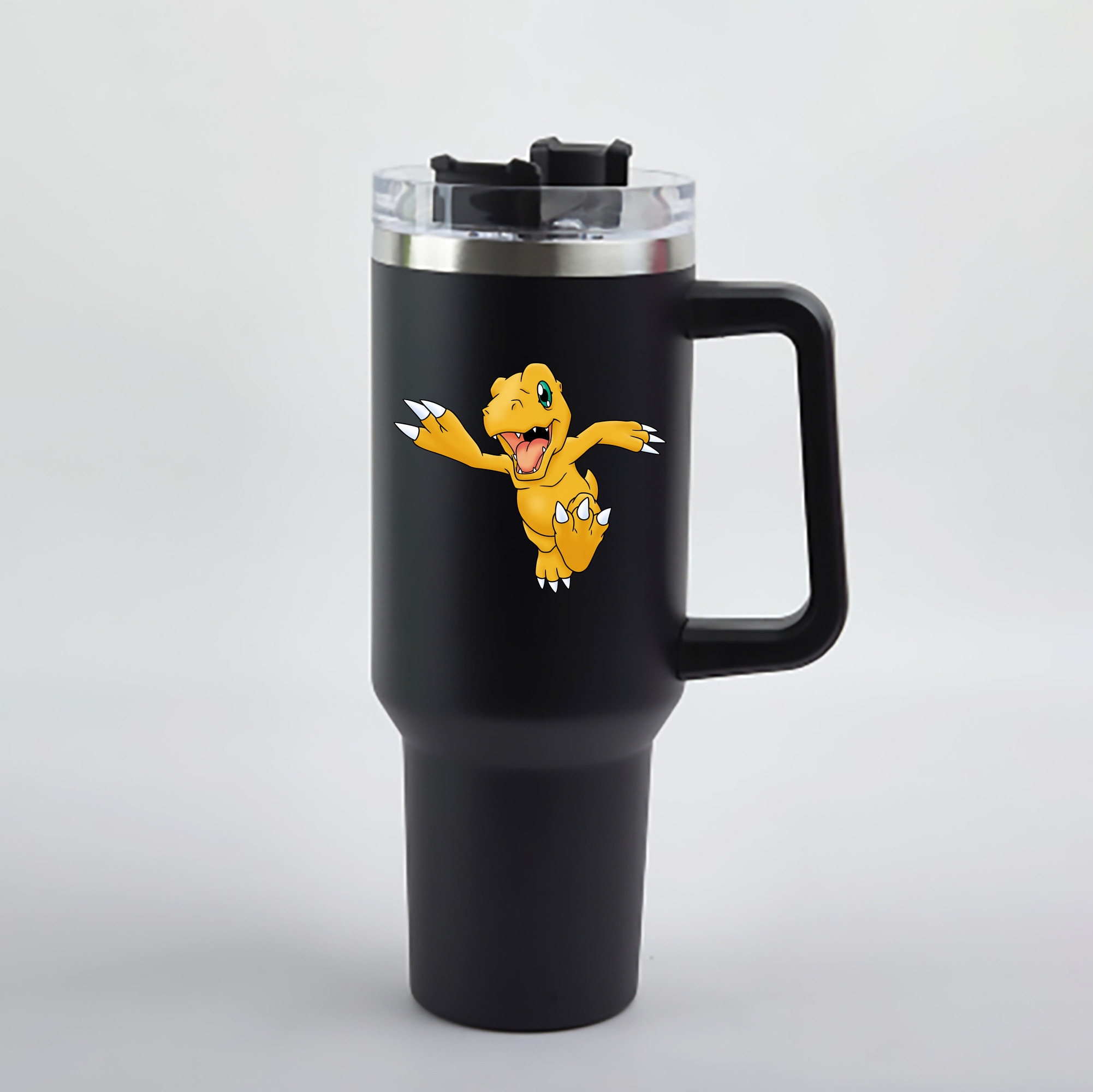 （画像用） Digimon デジタルモンスター/デジモン 1200mL車用タンブラー - クリスタルステッカー（プラスチックストロー付き）