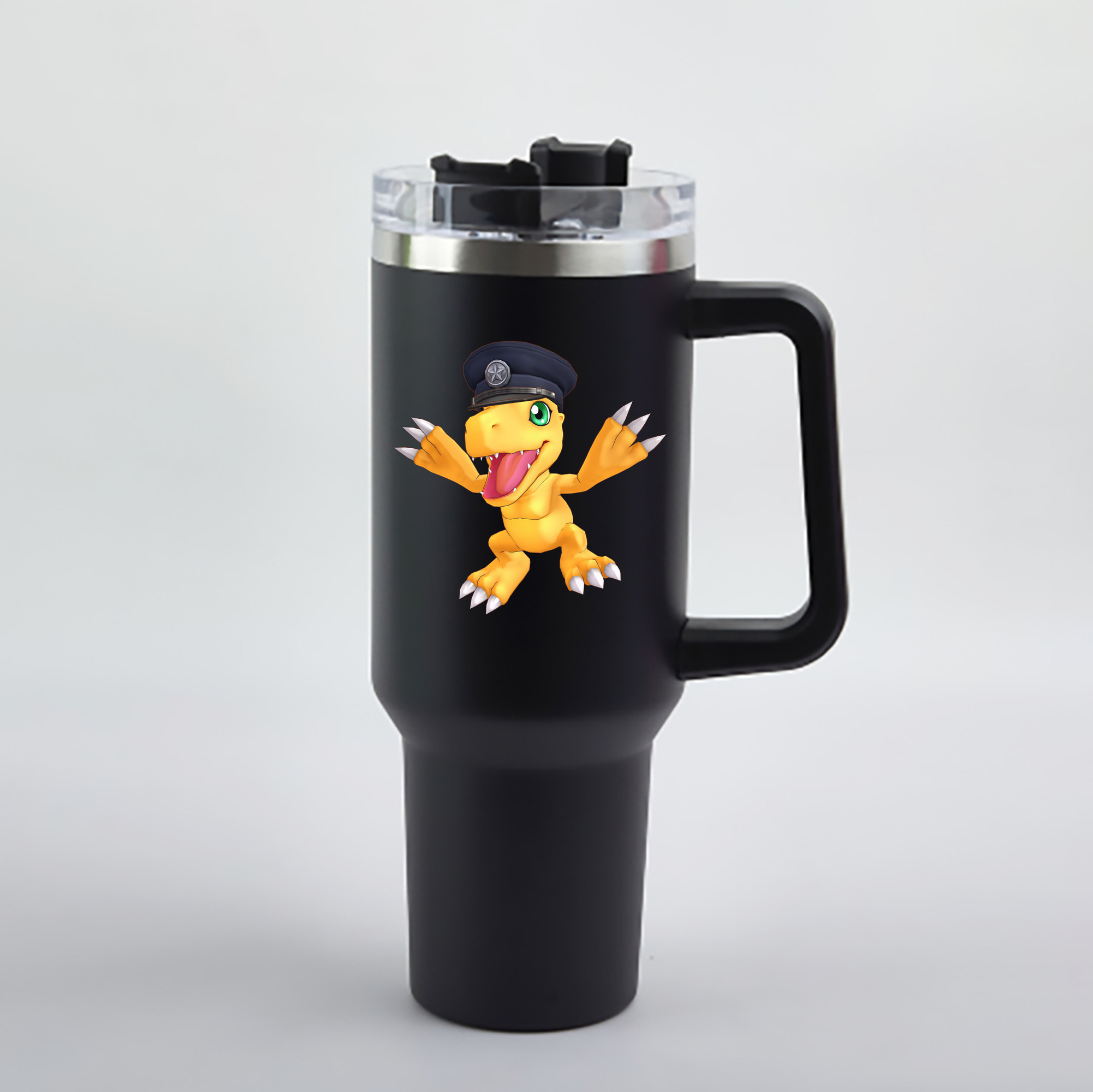 （画像用） Digimon デジタルモンスター/デジモン 1200mL車用タンブラー - クリスタルステッカー（プラスチックストロー付き）