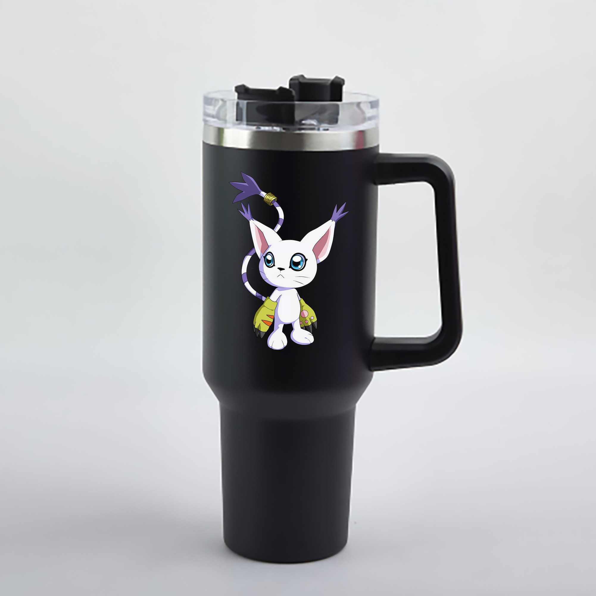 （画像用） Digimon デジタルモンスター/デジモン 1200mL車用タンブラー - クリスタルステッカー（プラスチックストロー付き）