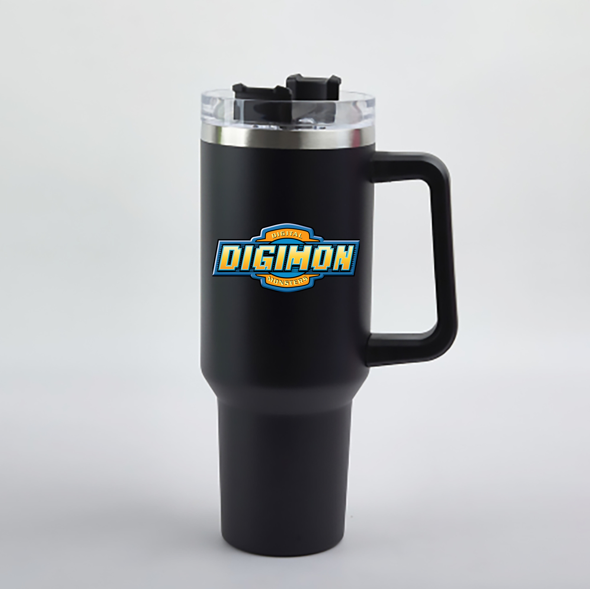 （画像用） Digimon デジタルモンスター/デジモン 1200mL車用タンブラー - クリスタルステッカー（プラスチックストロー付き）