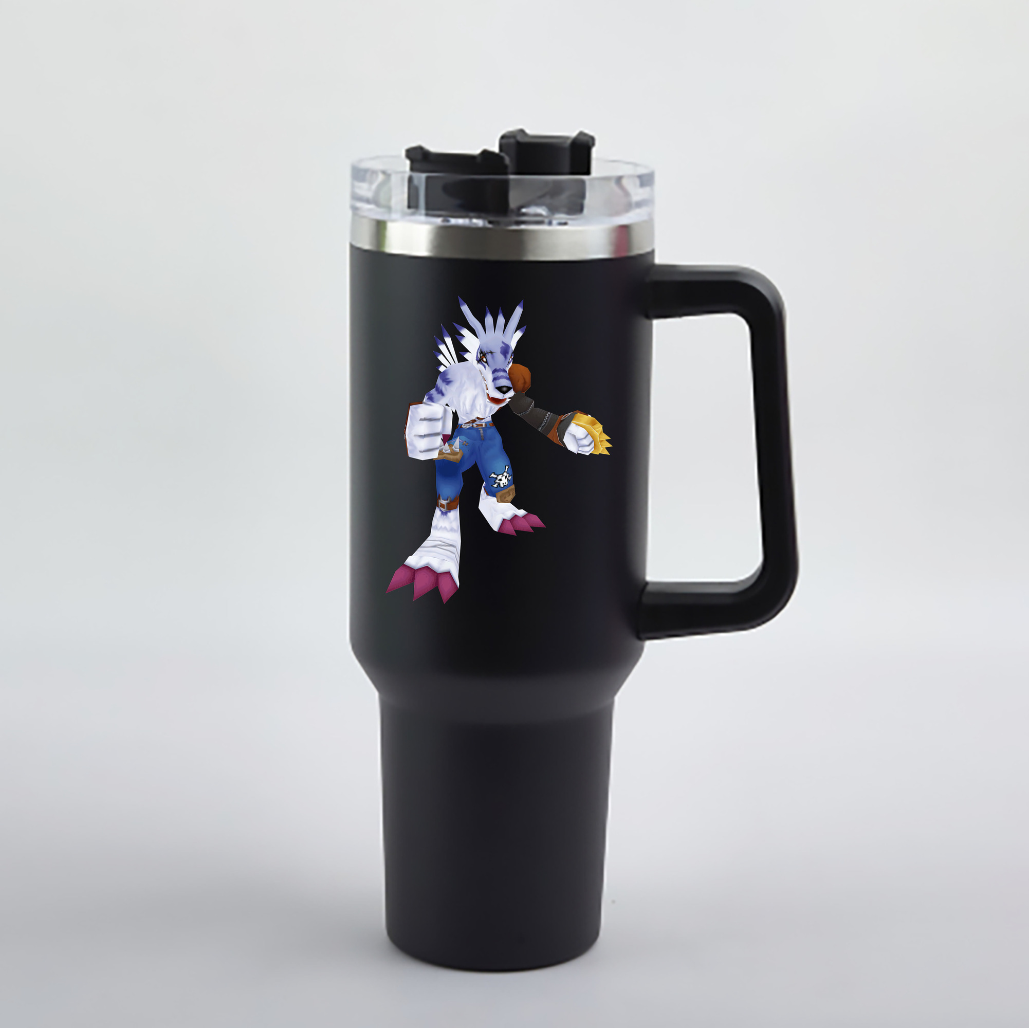 （画像用） Digimon デジタルモンスター/デジモン 1200mL車用タンブラー - クリスタルステッカー（プラスチックストロー付き）