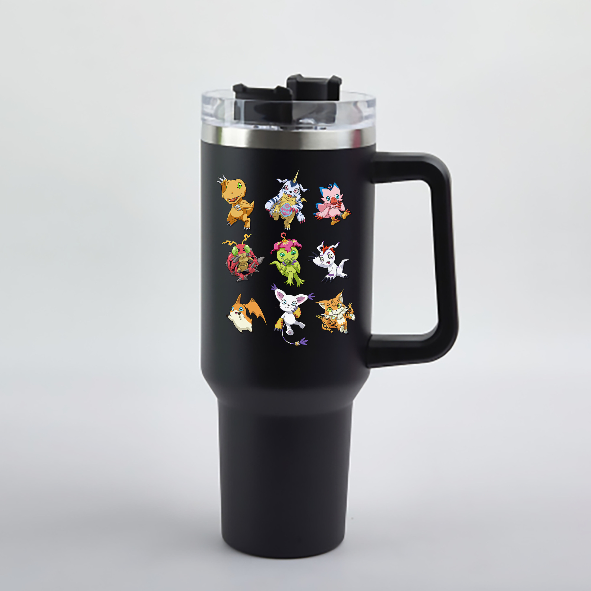 （画像用） Digimon デジタルモンスター/デジモン 1200mL車用タンブラー - クリスタルステッカー（プラスチックストロー付き）