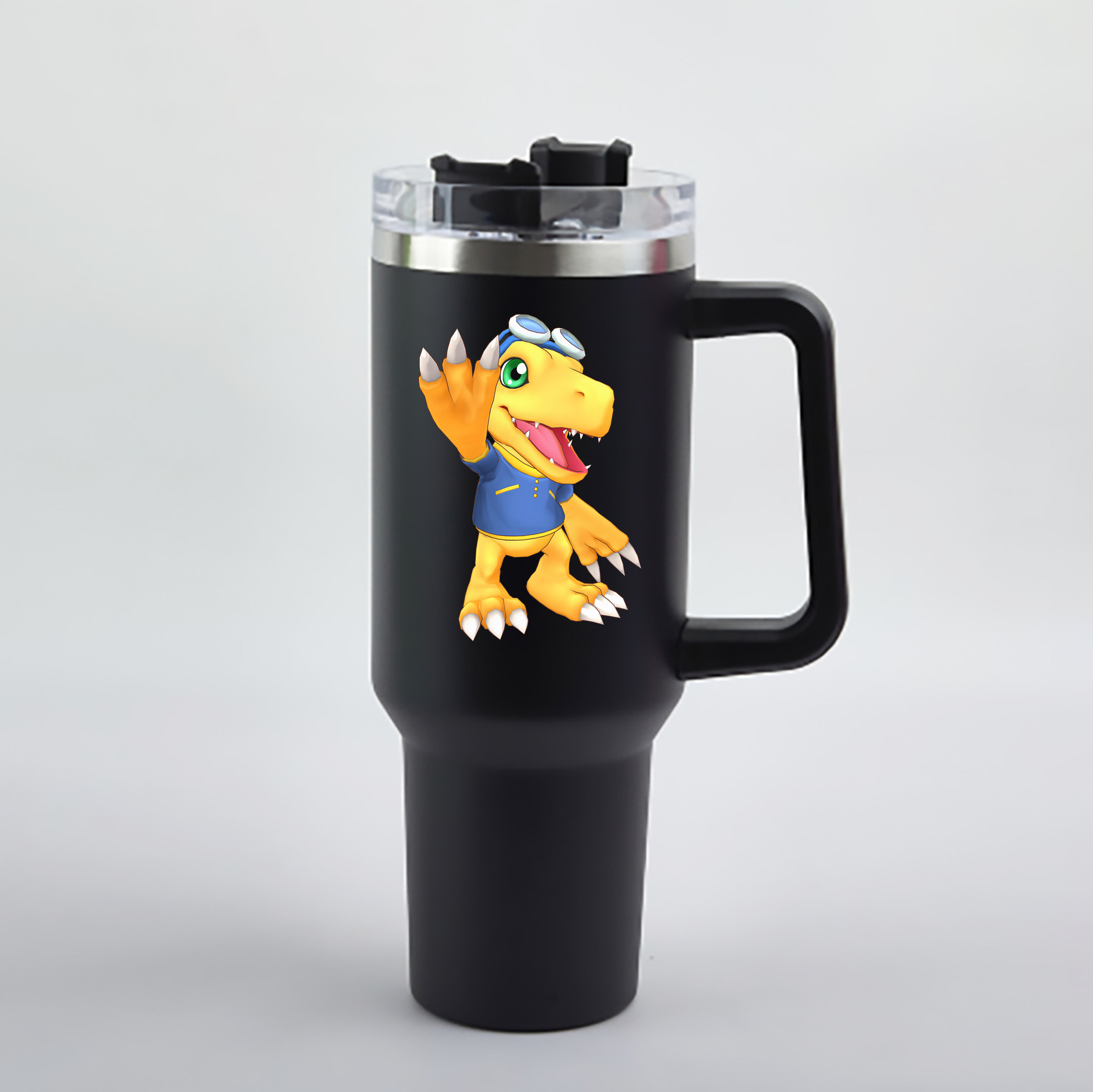 （画像用） Digimon デジタルモンスター/デジモン 1200mL車用タンブラー - クリスタルステッカー（プラスチックストロー付き）