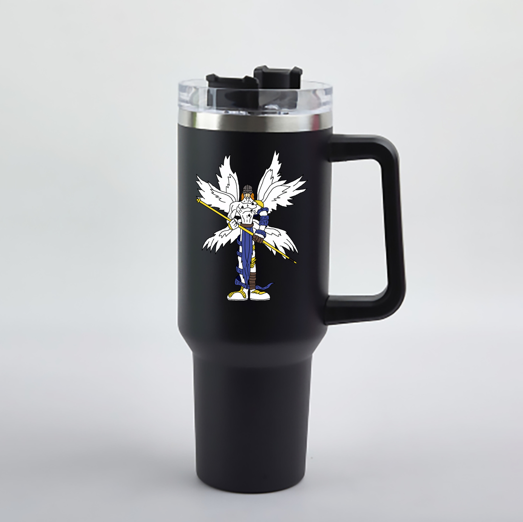 （画像用） Digimon デジタルモンスター/デジモン 1200mL車用タンブラー - クリスタルステッカー（プラスチックストロー付き）