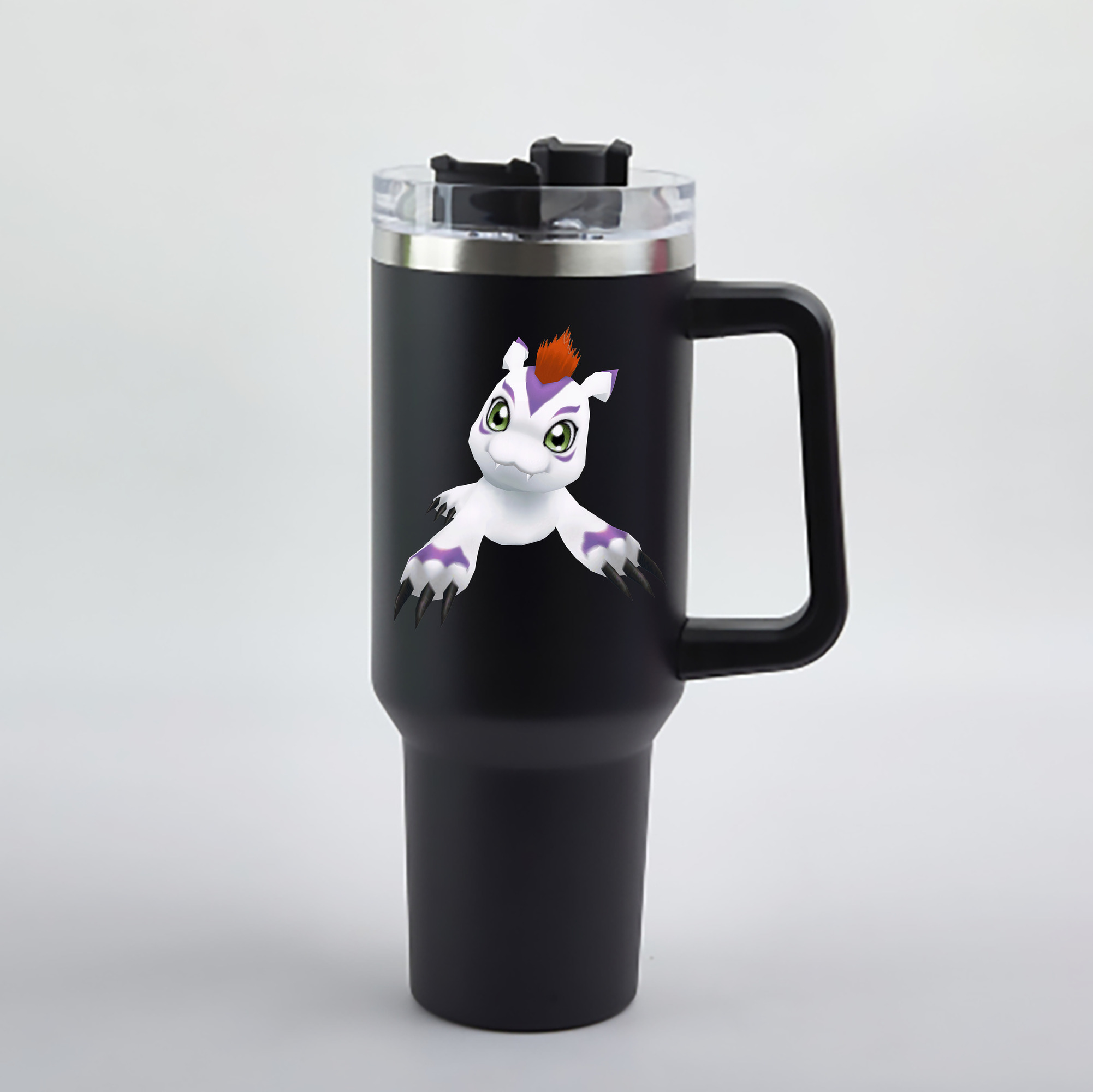 （画像用） Digimon デジタルモンスター/デジモン 1200mL車用タンブラー - クリスタルステッカー（プラスチックストロー付き）