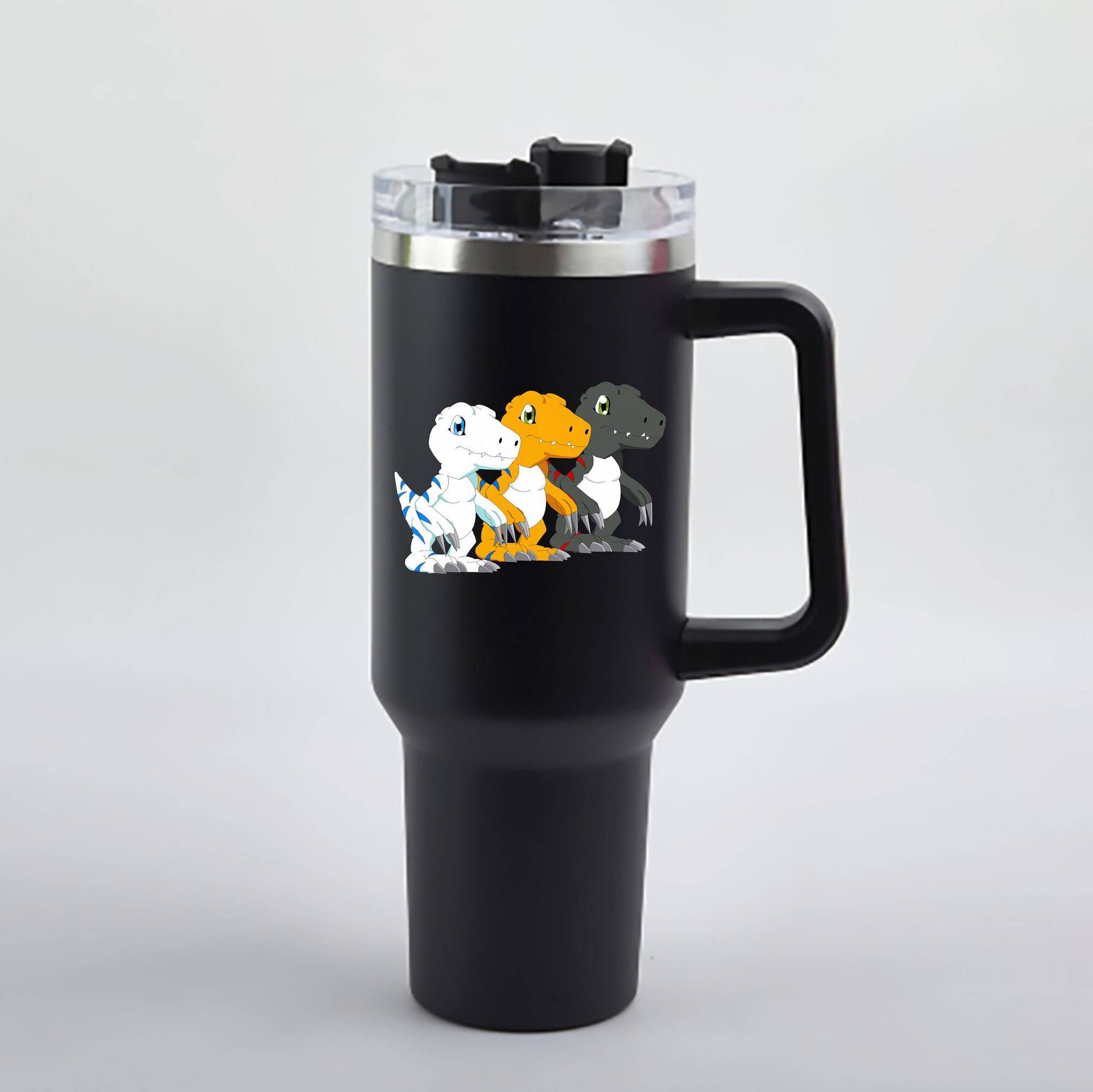（画像用） Digimon デジタルモンスター/デジモン 1200mL車用タンブラー - クリスタルステッカー（プラスチックストロー付き）