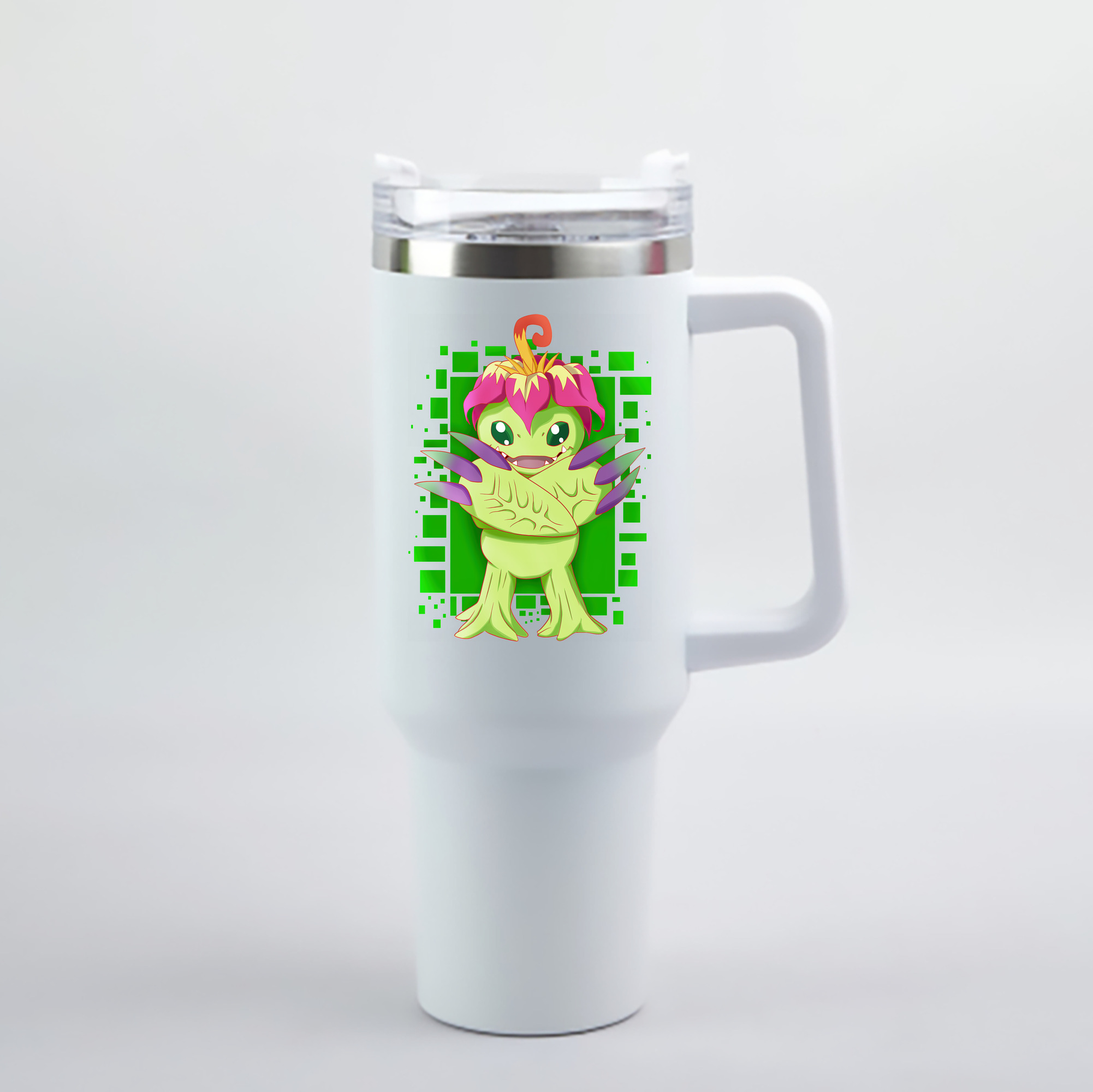 （画像用） Digimon デジタルモンスター/デジモン 1200mL車用タンブラー - クリスタルステッカー（プラスチックストロー付き）