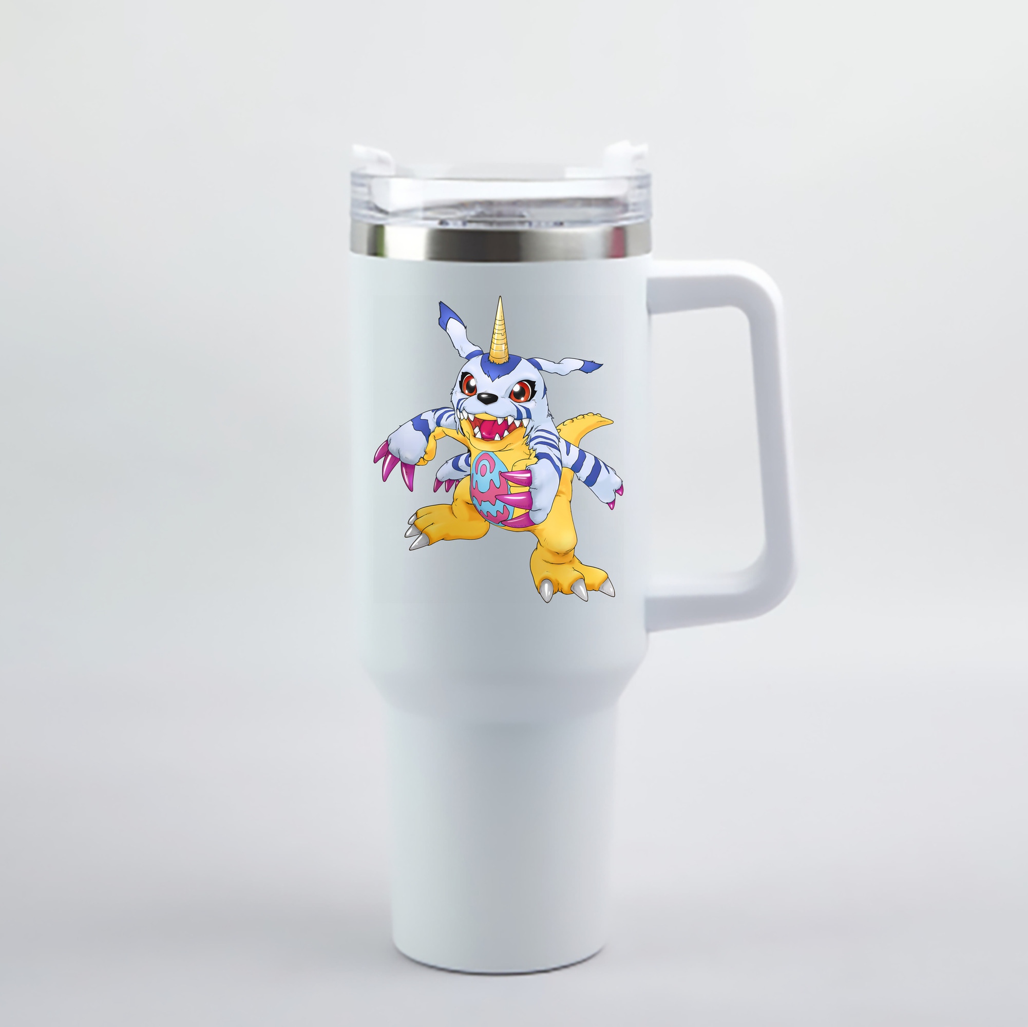 （画像用） Digimon デジタルモンスター/デジモン 1200mL車用タンブラー - クリスタルステッカー（プラスチックストロー付き）