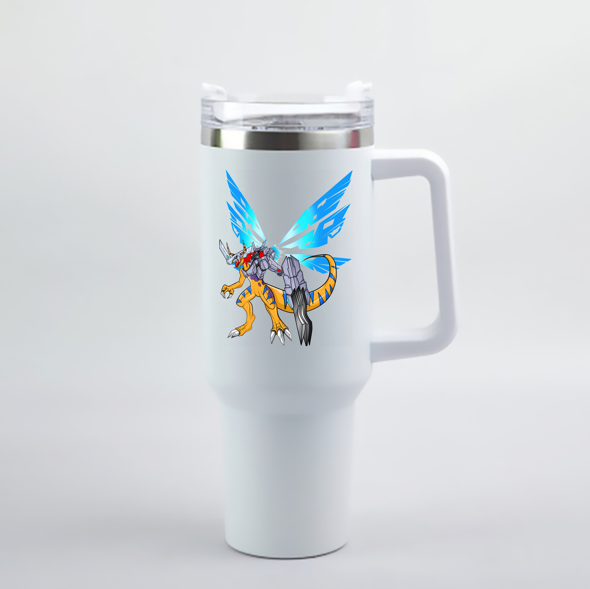 （画像用） Digimon デジタルモンスター/デジモン 1200mL車用タンブラー - クリスタルステッカー（プラスチックストロー付き）
