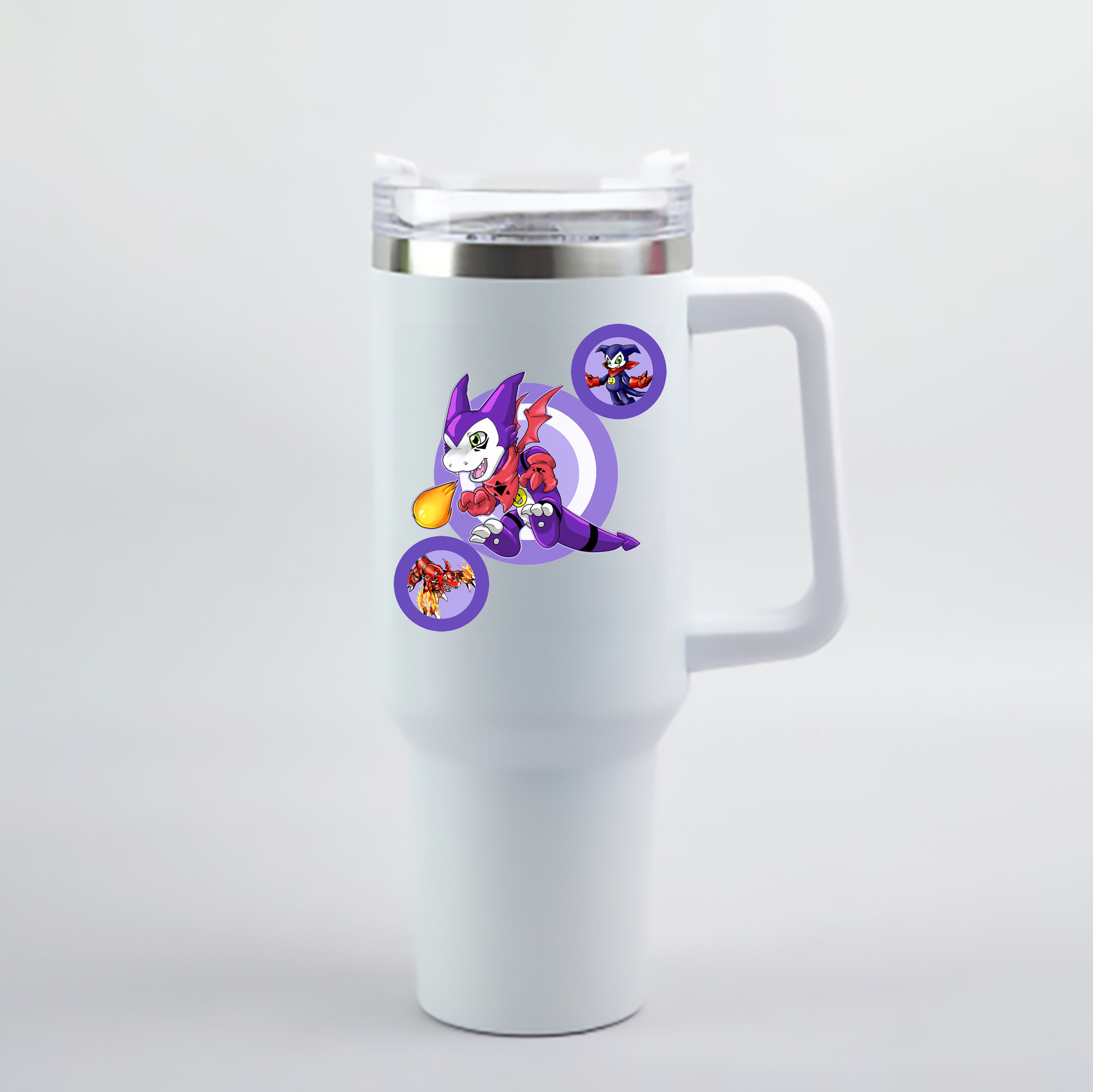 （画像用） Digimon デジタルモンスター/デジモン 1200mL車用タンブラー - クリスタルステッカー（プラスチックストロー付き）