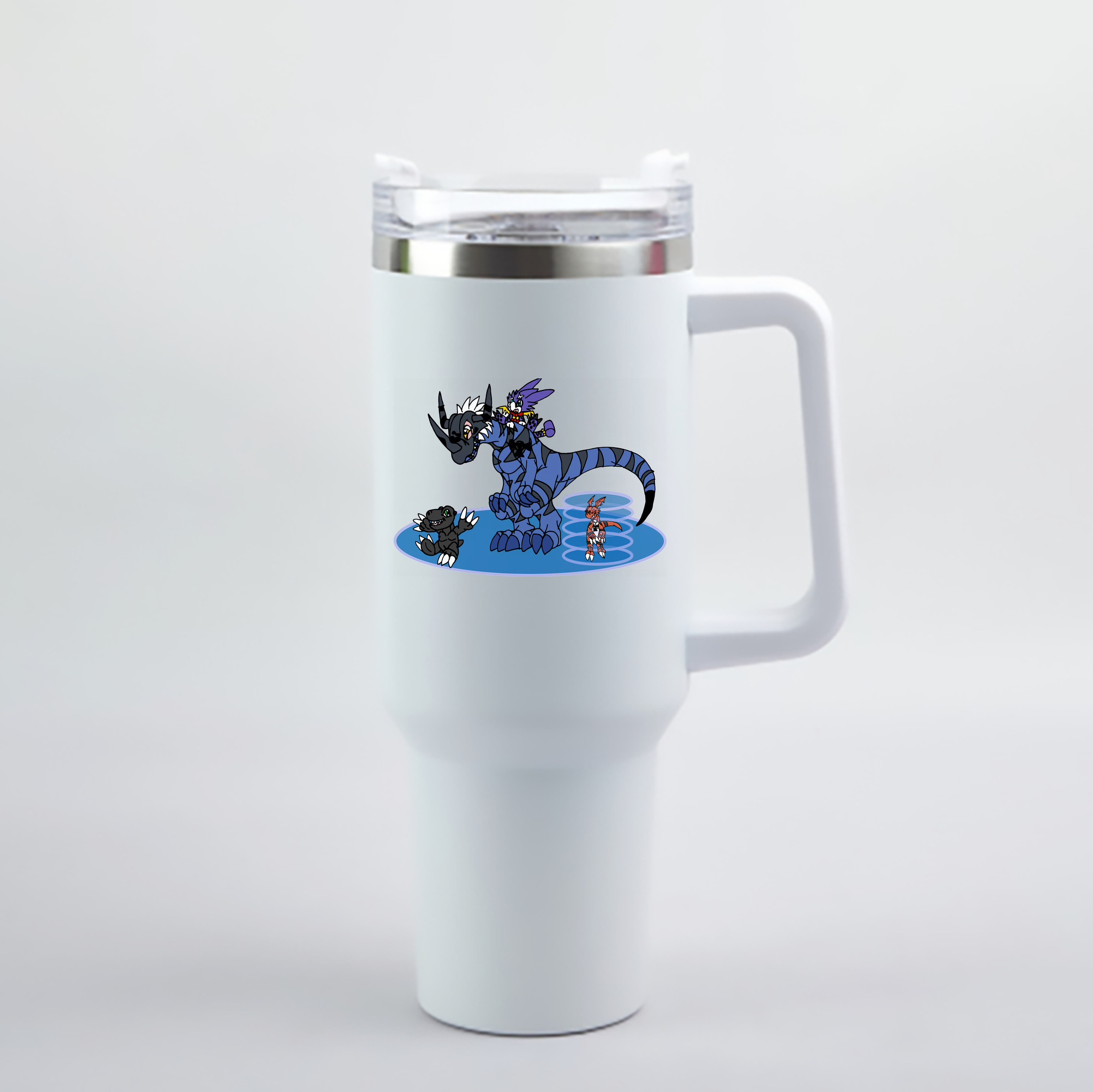 （画像用） Digimon デジタルモンスター/デジモン 1200mL車用タンブラー - クリスタルステッカー（プラスチックストロー付き）