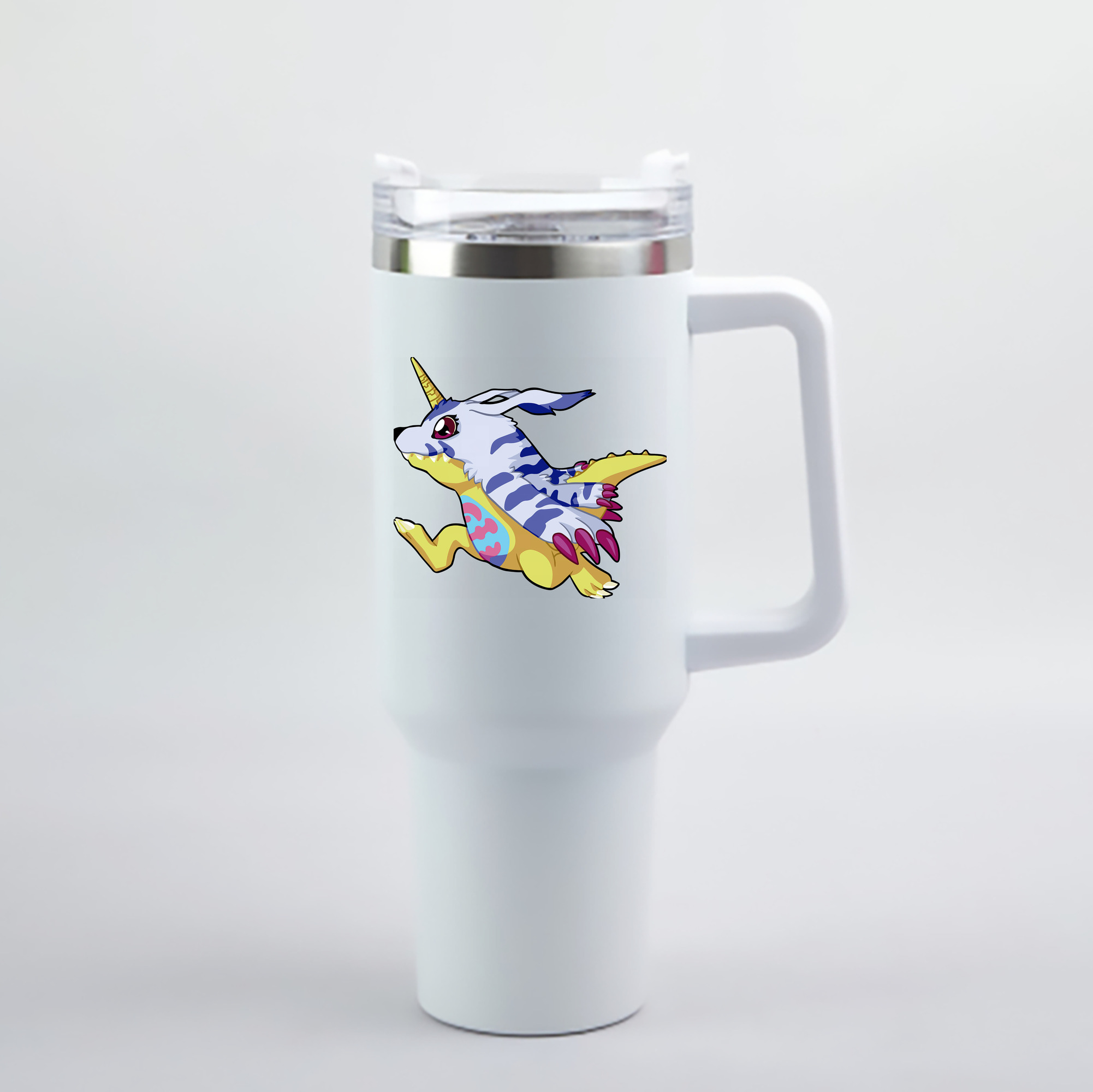 （画像用） Digimon デジタルモンスター/デジモン 1200mL車用タンブラー - クリスタルステッカー（プラスチックストロー付き）