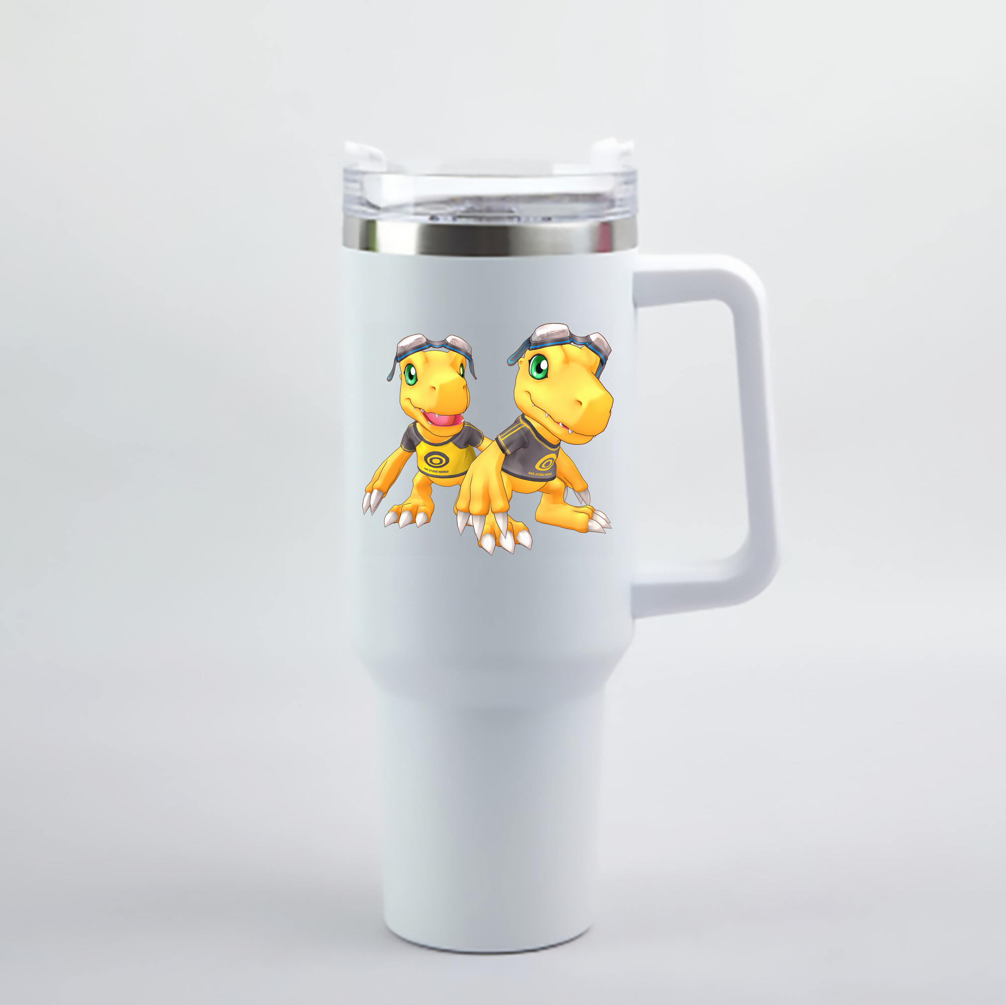 （画像用） Digimon デジタルモンスター/デジモン 1200mL車用タンブラー - クリスタルステッカー（プラスチックストロー付き）