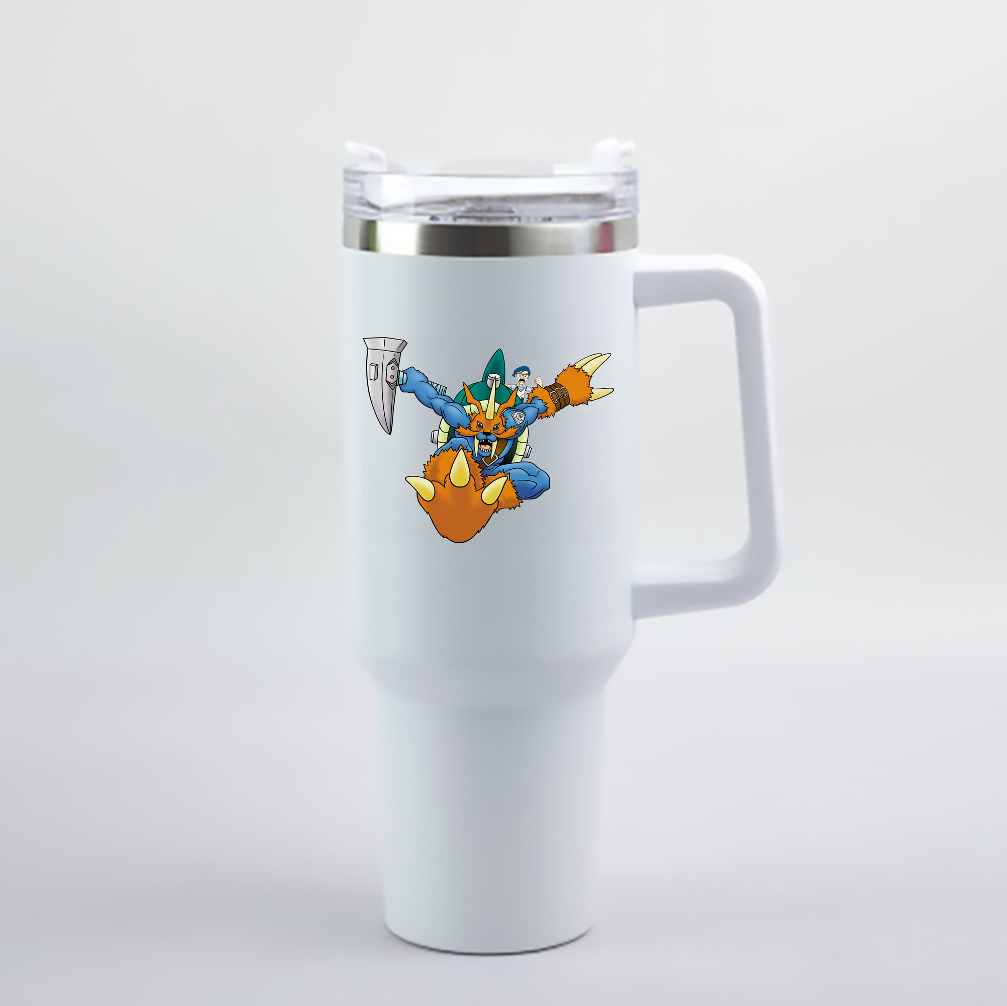 （画像用） Digimon デジタルモンスター/デジモン 1200mL車用タンブラー - クリスタルステッカー（プラスチックストロー付き）