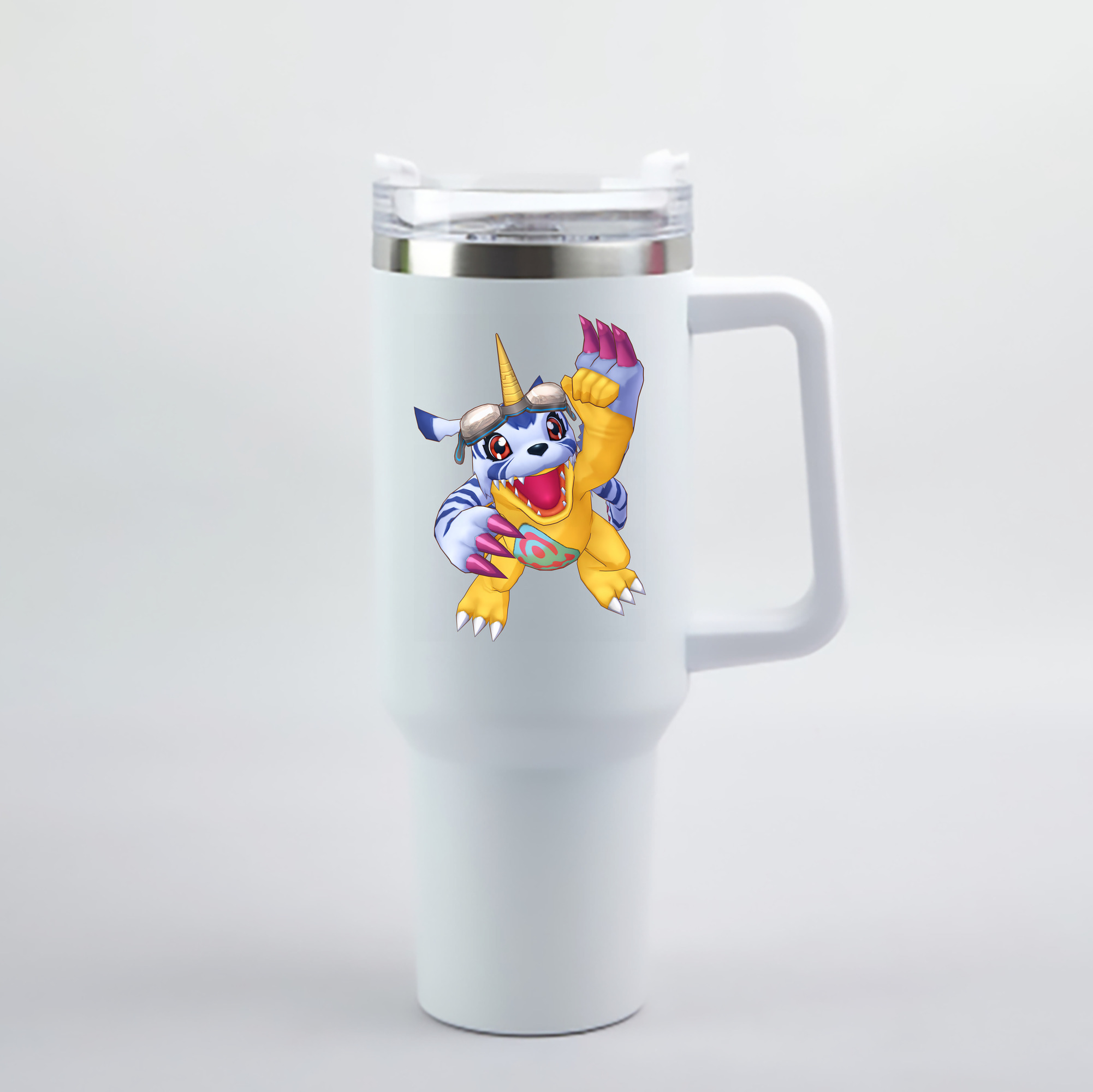 （画像用） Digimon デジタルモンスター/デジモン 1200mL車用タンブラー - クリスタルステッカー（プラスチックストロー付き）