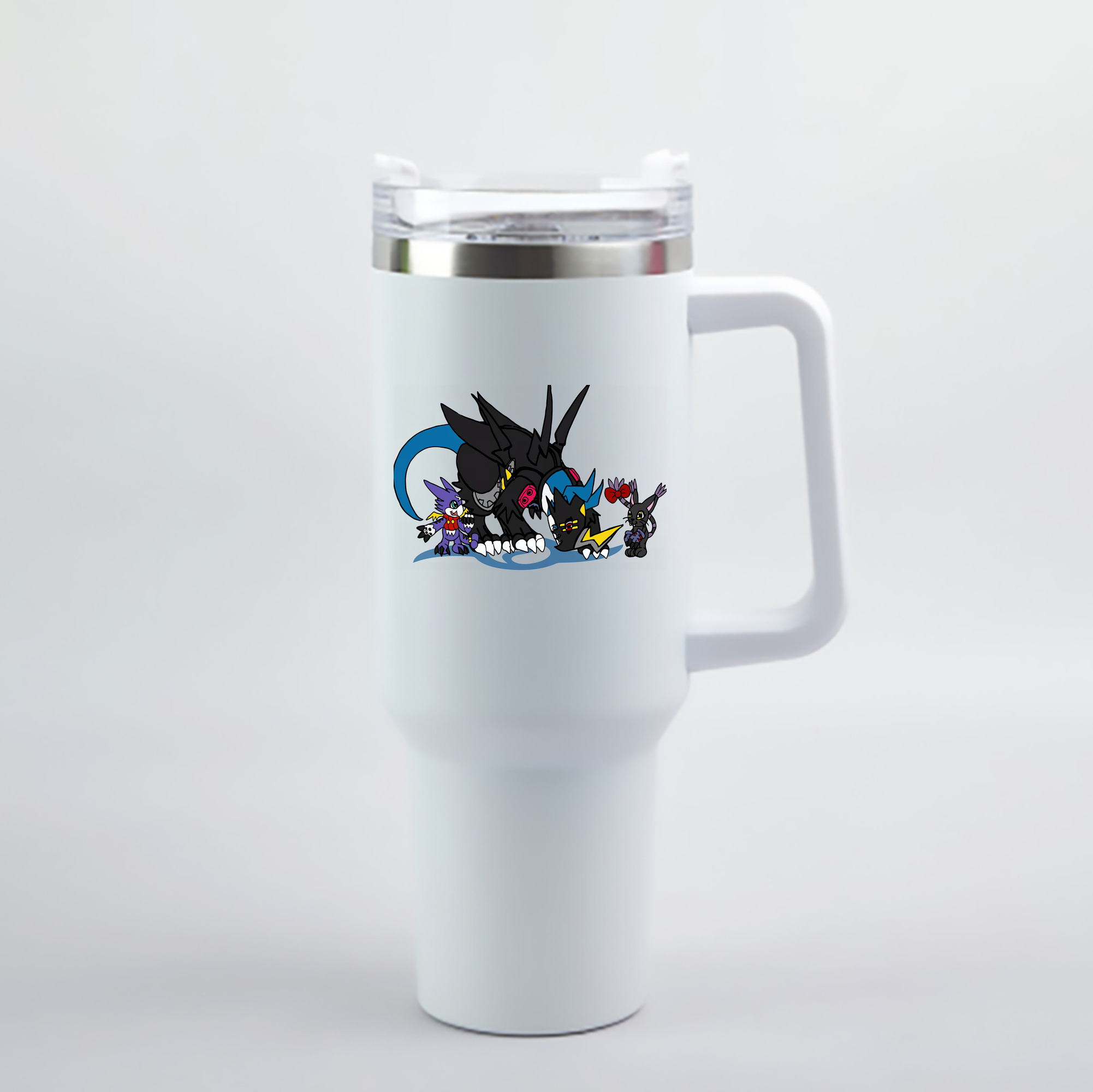 （画像用） Digimon デジタルモンスター/デジモン 1200mL車用タンブラー - クリスタルステッカー（プラスチックストロー付き）