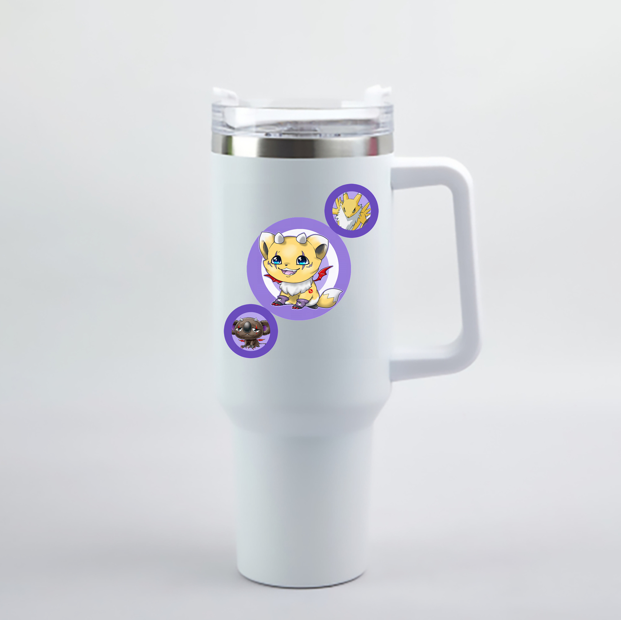 （画像用） Digimon デジタルモンスター/デジモン 1200mL車用タンブラー - クリスタルステッカー（プラスチックストロー付き）
