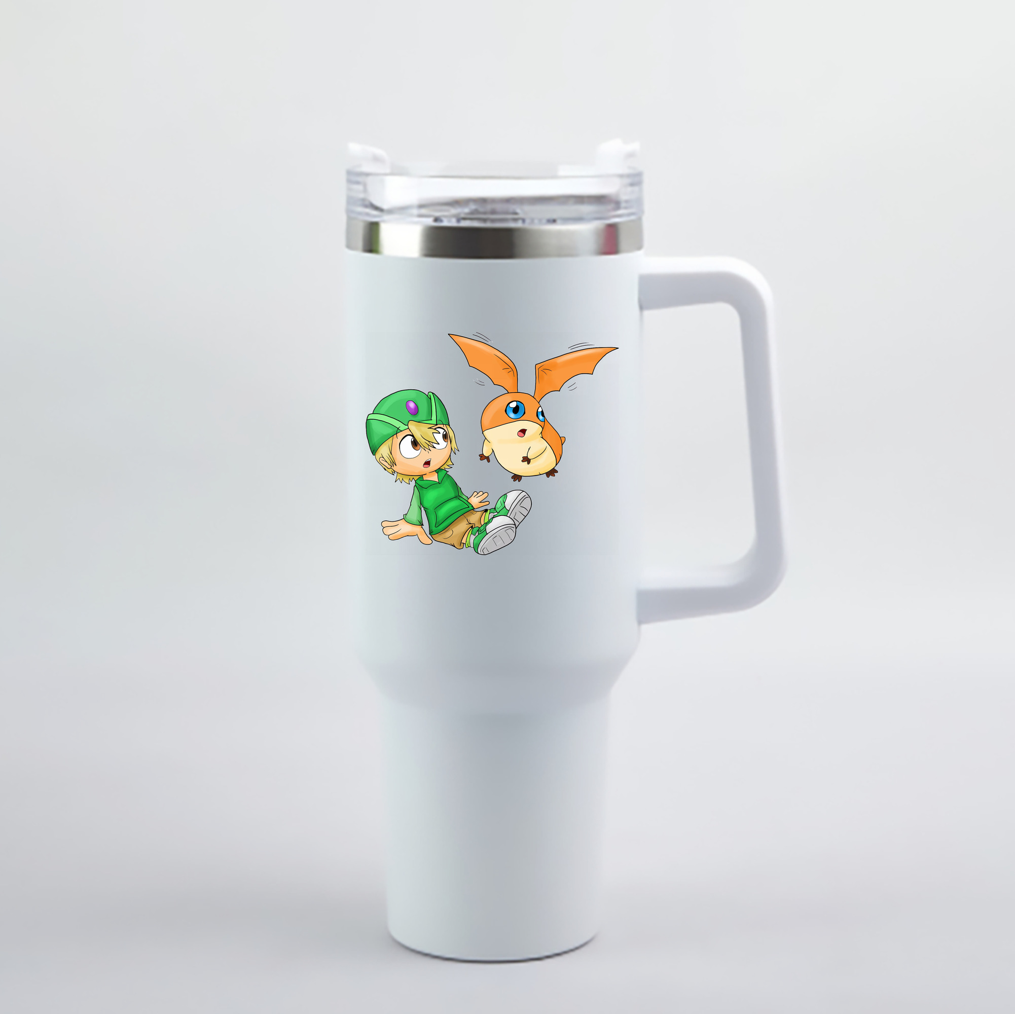 （画像用） Digimon デジタルモンスター/デジモン 1200mL車用タンブラー - クリスタルステッカー（プラスチックストロー付き）